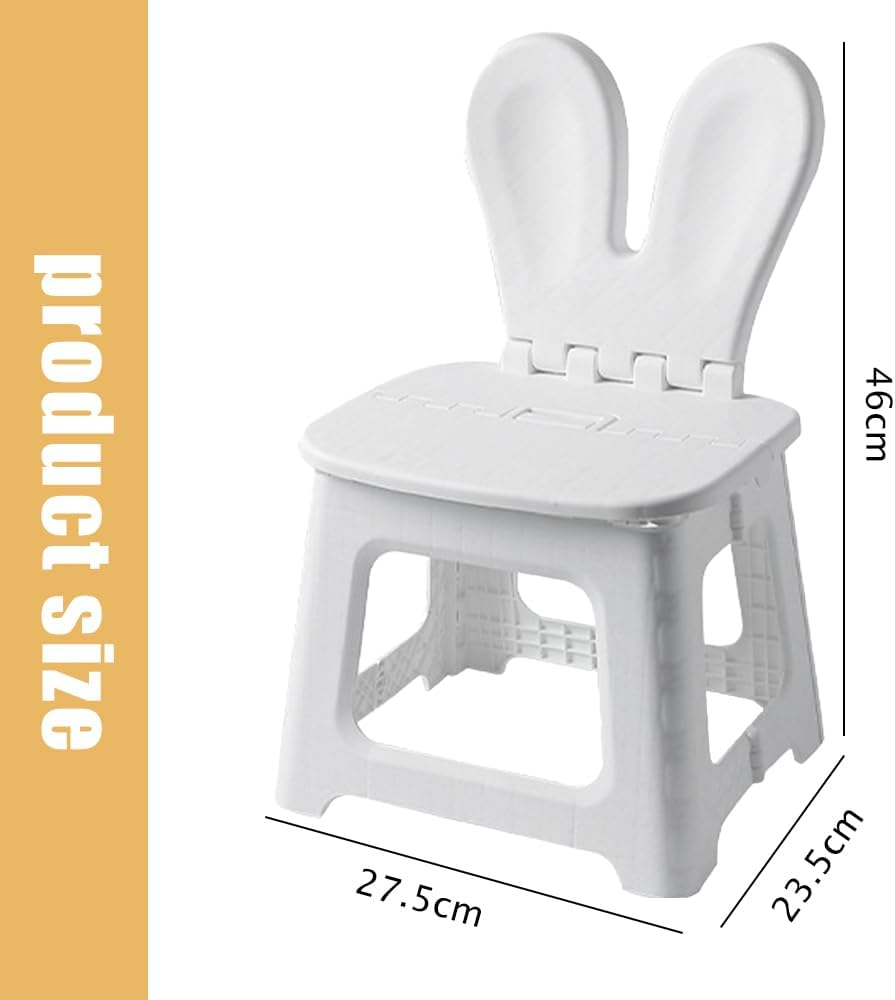 Kids Back Folding Stool,Kindergarten Learning Stools,Rabbit Shape Chair,Stepping Stool,Multifunctional Bathroom Stool,Stool with Carrying Handle,For Children image number 3
