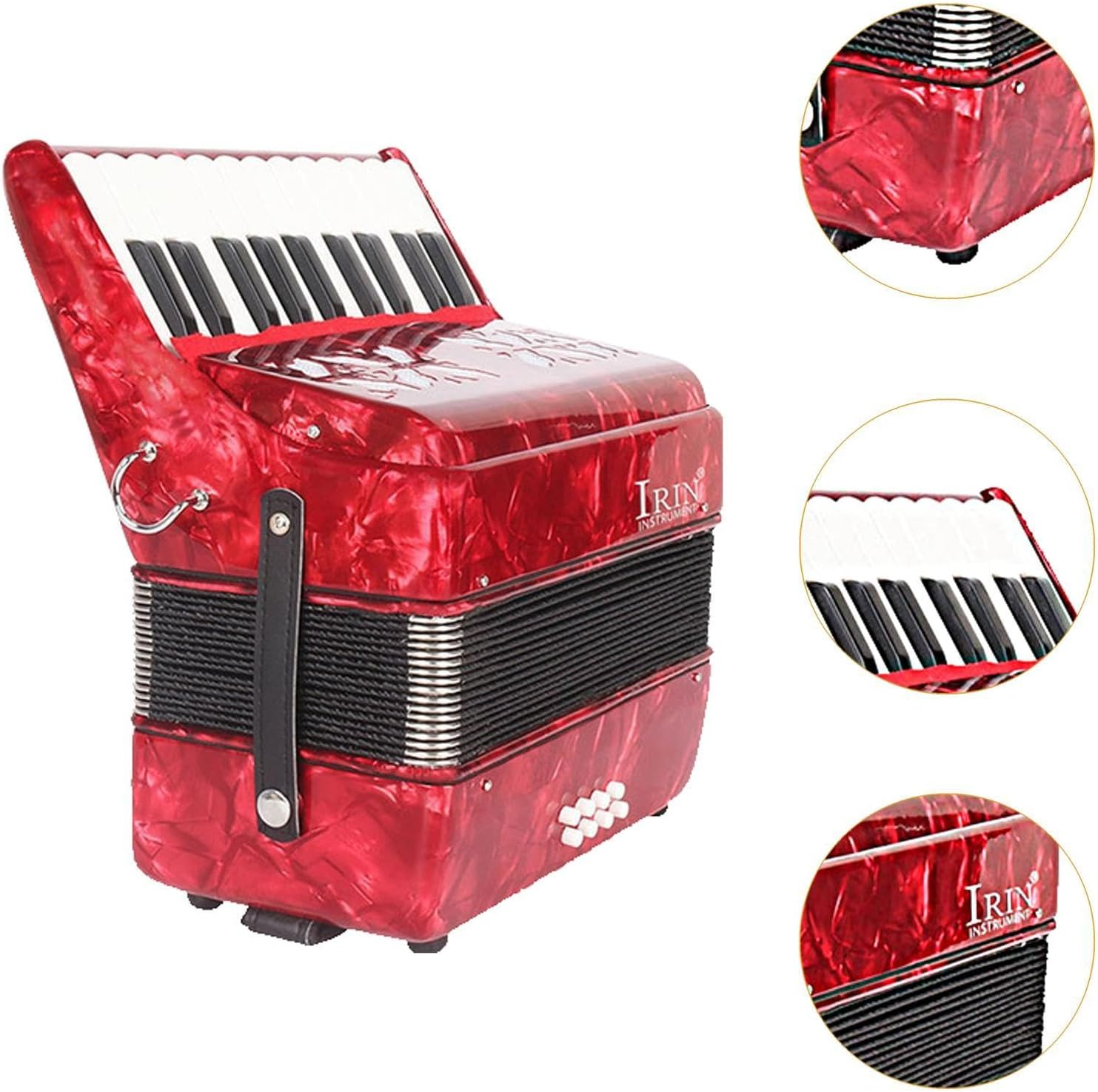 Generic 22 Keys Accordion with Strap, Piano Instrument for Music Lovers, Red image number 3
