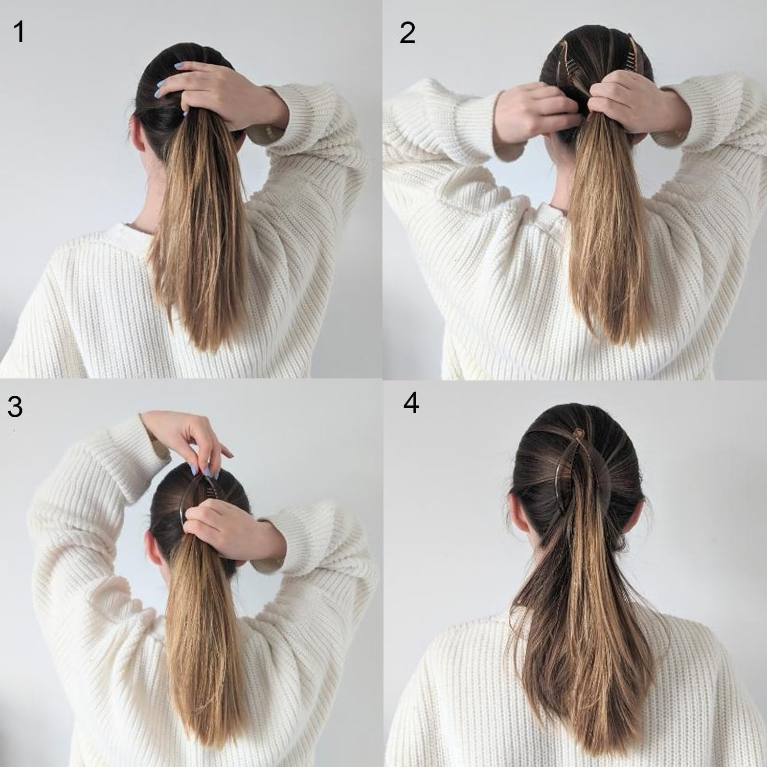 6 Pcs Banana Hair Clips for Women - Classic Fishtail Clincher Combs, Large Double Ponytail Holder Clips for Thin Hair image number 1