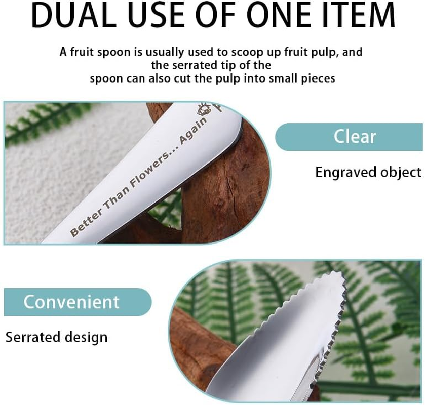 Long Distance Relationship Gifts for Women Fiancee Christmas Birthday Gifts for Girlfriend from Boyfriend Wife Anniversary Wedding Gift from Husband Engraved Spoons Serrated Melon Spoon with Teeth image number 4