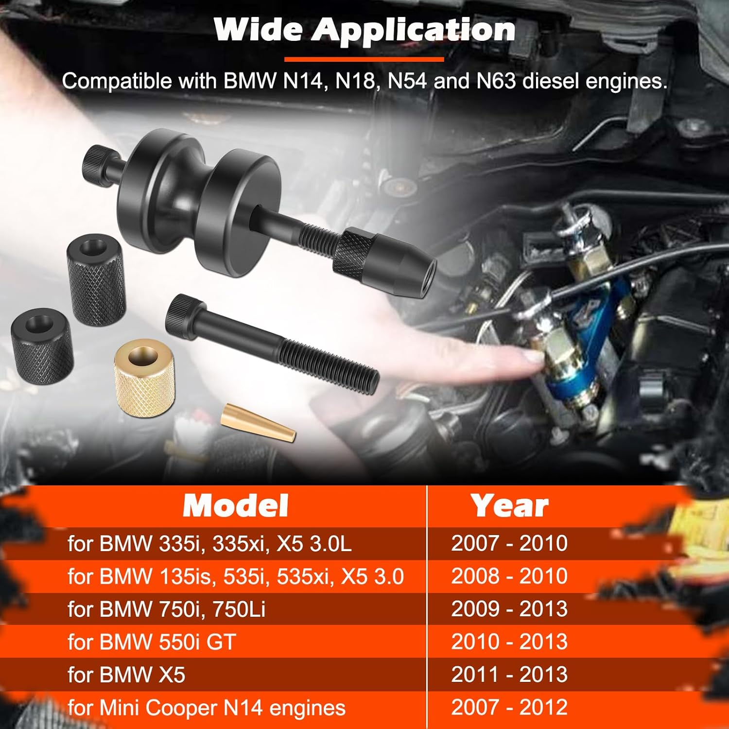 Injector Puller and Teflon Seal Installer Tools Set Fits for BMW N14 N18 N54 N63 Diesel Engines, Alternative to 130192, 130193, 130194 and 130195 image number 3