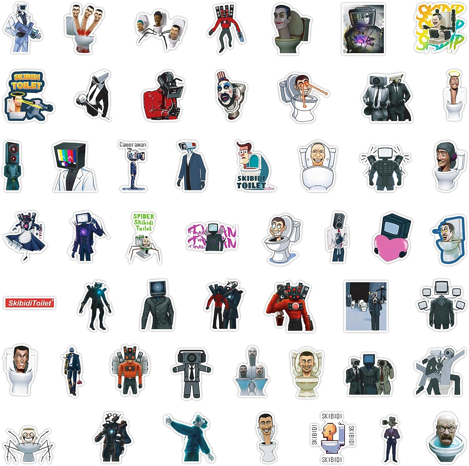 50PCS Game Skibidi Toilet Stickers Pack Kids Stickers Cute Cartoon Characters Game Stickers for Kids Teens Adults Waterproof Vinyl Kawaii Stickers for Water Bottle Laptop Luggage (Skibidi Toilet) image number 6