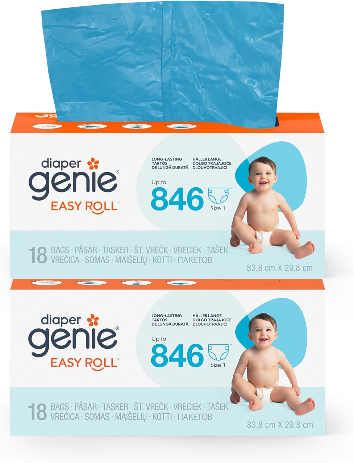 Diaper Genie - Original Easy Roll Refill Cassette, 2 Pack, 2 X 18 Bags Compatible with Diaper Genie Platinum Nappy Pails - Enough for 10 Months image number 5