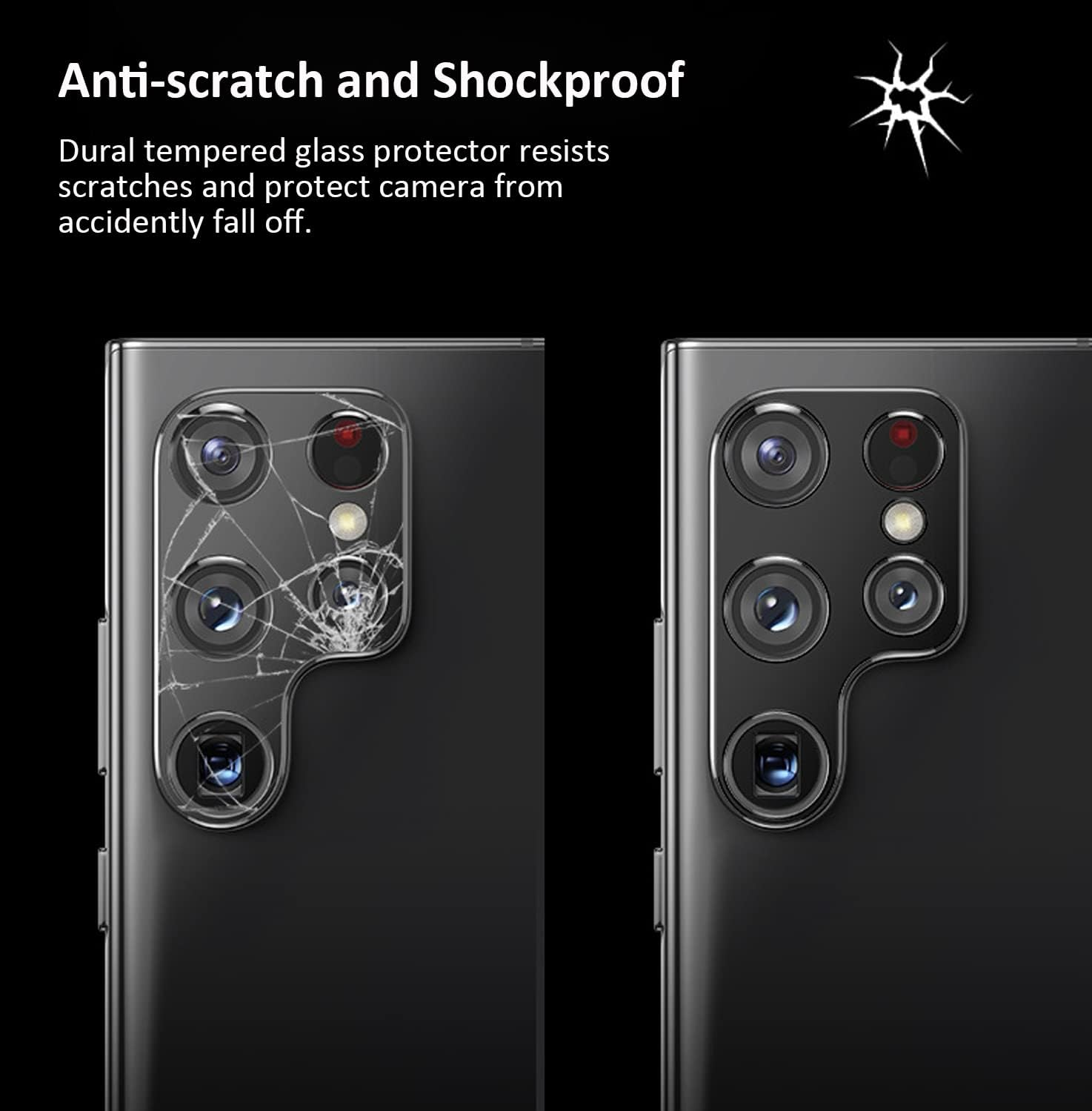 JOYCHER [3 Pack] Samsung Galaxy S23 Ultra Camera Lens Protector, 9H Tempered Glass Camera Cover Screen Protector, Case Friendly, Not Affect Flash Camera Cover Protection for Galaxy S23 Ultra 6.8'' image number 6