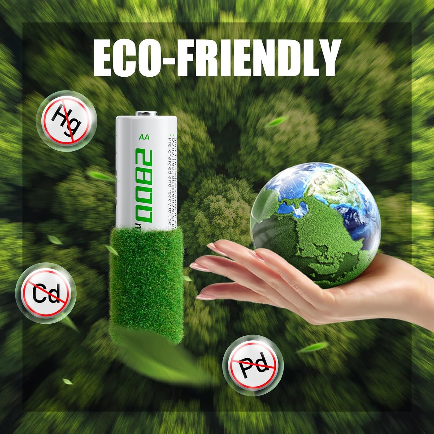 WENJOOP AA Rechargeable Batteries 12 Pack &ndash; 2800 Mah High‑Capacity Nimh, Low-Self‑Discharge, 1.2 V, Long‑Lasting Power for Household & Office Devices image number 1