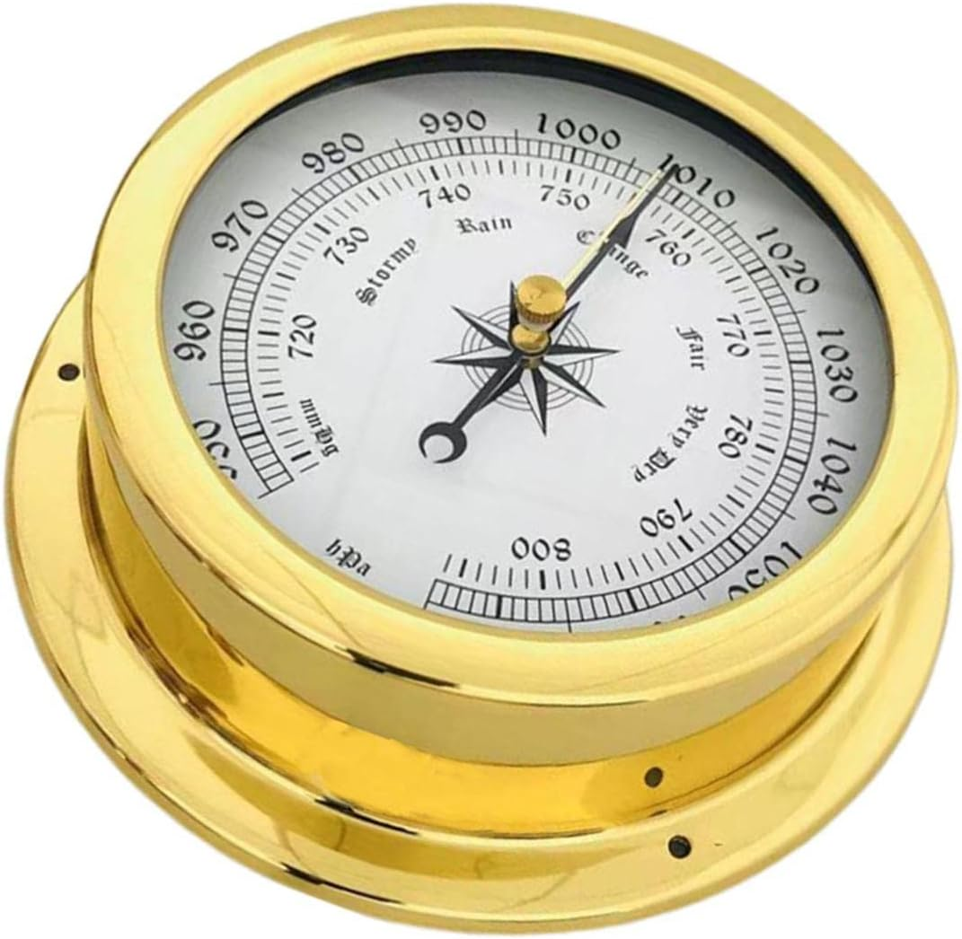 Qianly Wall Mounted Barometer Watch Pressure Gauge Accuracy Brass Shell Weather Station Indoor Outdoor for Porches Warehouses Marine Home Yard image number 5