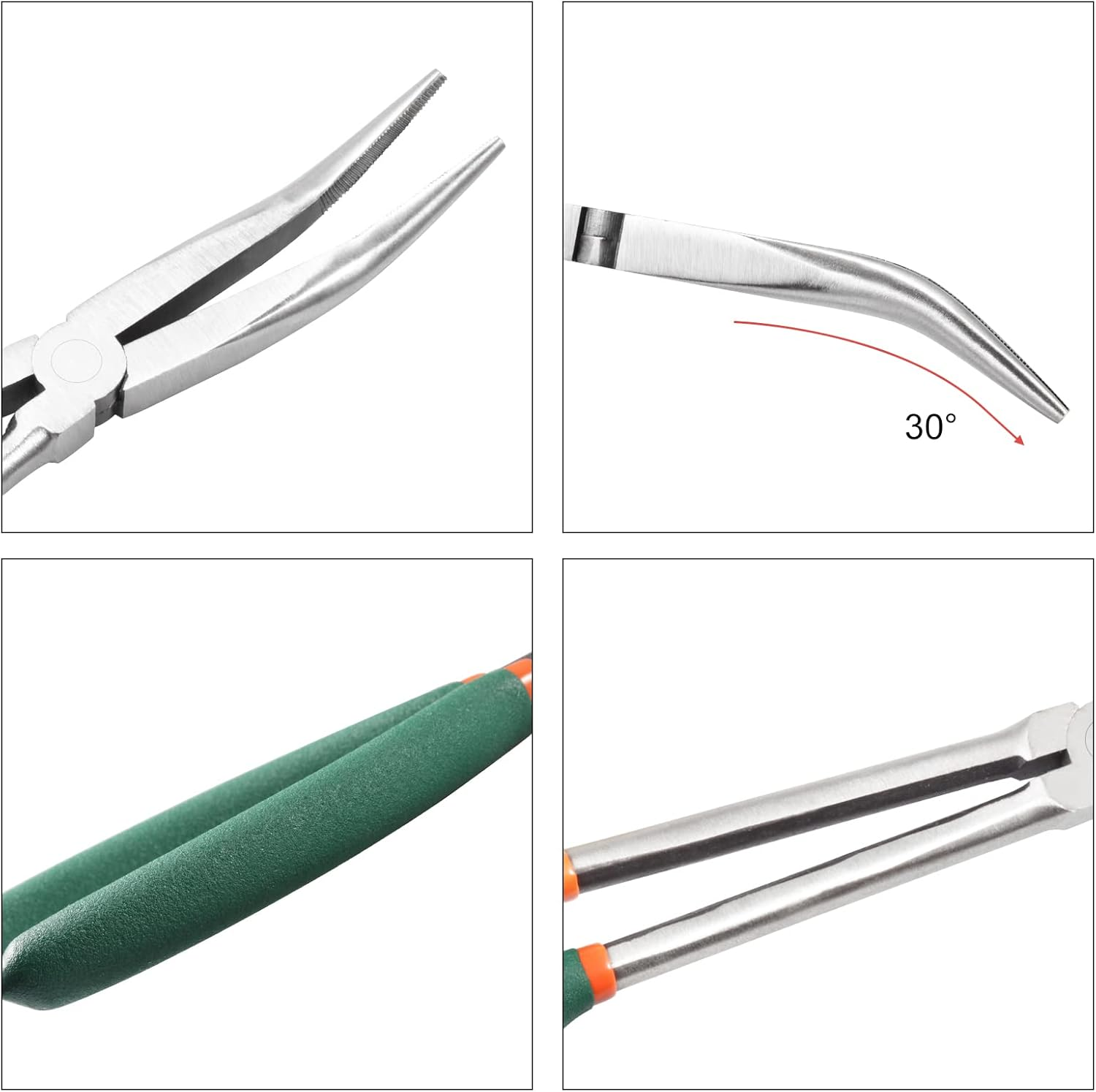 11 Inch Bent Nose Pliers 30 Degree Long Reach Pliers with Serrated Teeth Straight Extra Long for Hard-To-Reach Narrow Spaces and Limited Clearance Areas image number 1