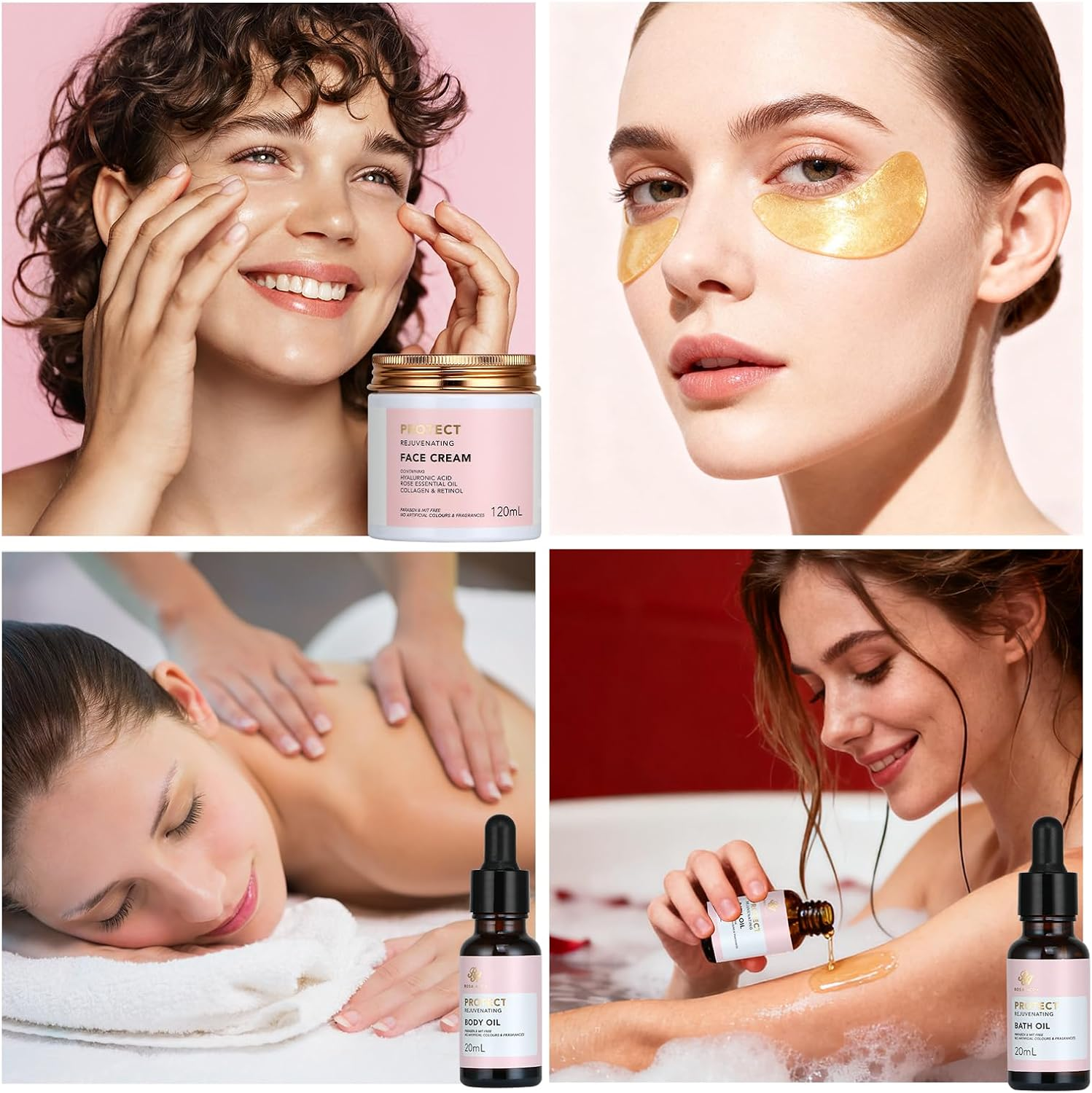 30Pcs Valentines Day Gifts for Women, Spa Gifts Rose Facial Skin Care Set, Face Cream, Bath Oil, Serum, Shower Accessories, Bath and Body & Facial Kit, Birthday, Christmas, Mother'S Day,Bridal Shower