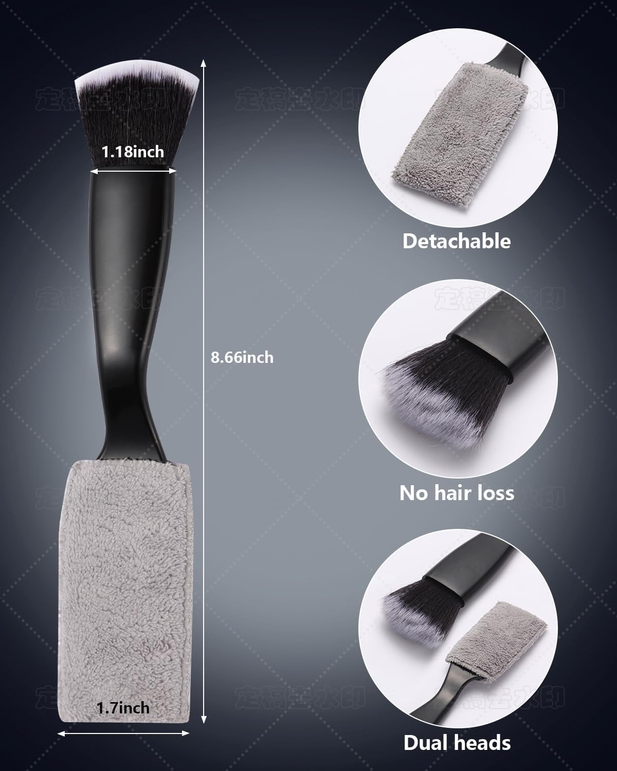 3 PCS Automotive Interior Detail Kit - 2 Curved Soft Bristle Brushes & 1 Double Head 2-In-1 Duster | Scratch-Free Dusting for Dashboard, Vents, Hard-To-Reach Areas | Fits All Vehicles | Durable image number 1