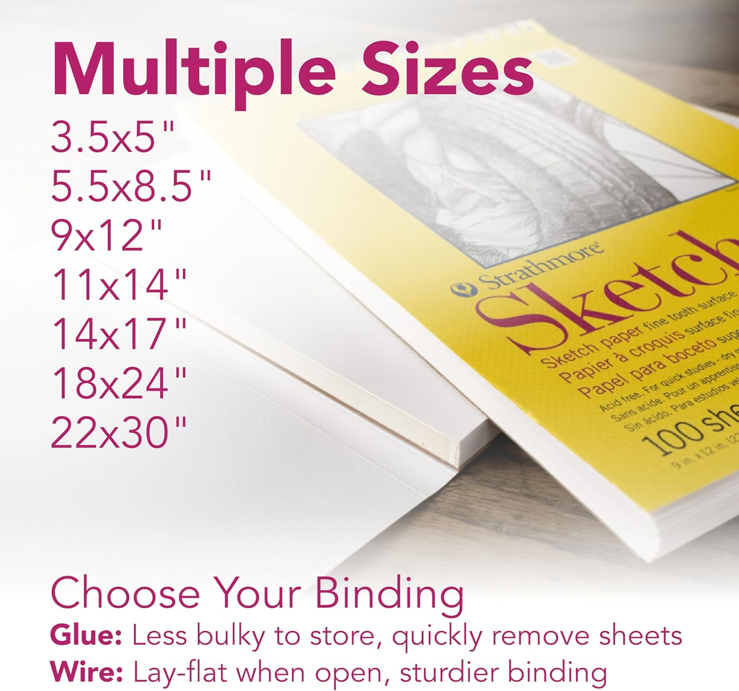 Strathmore 300 Series Sketch Pad, 11X14 Inch, 100 Sheets, Top Wire - Artist Sketchbook for Drawing, Illustration, Art Class Students image number 6