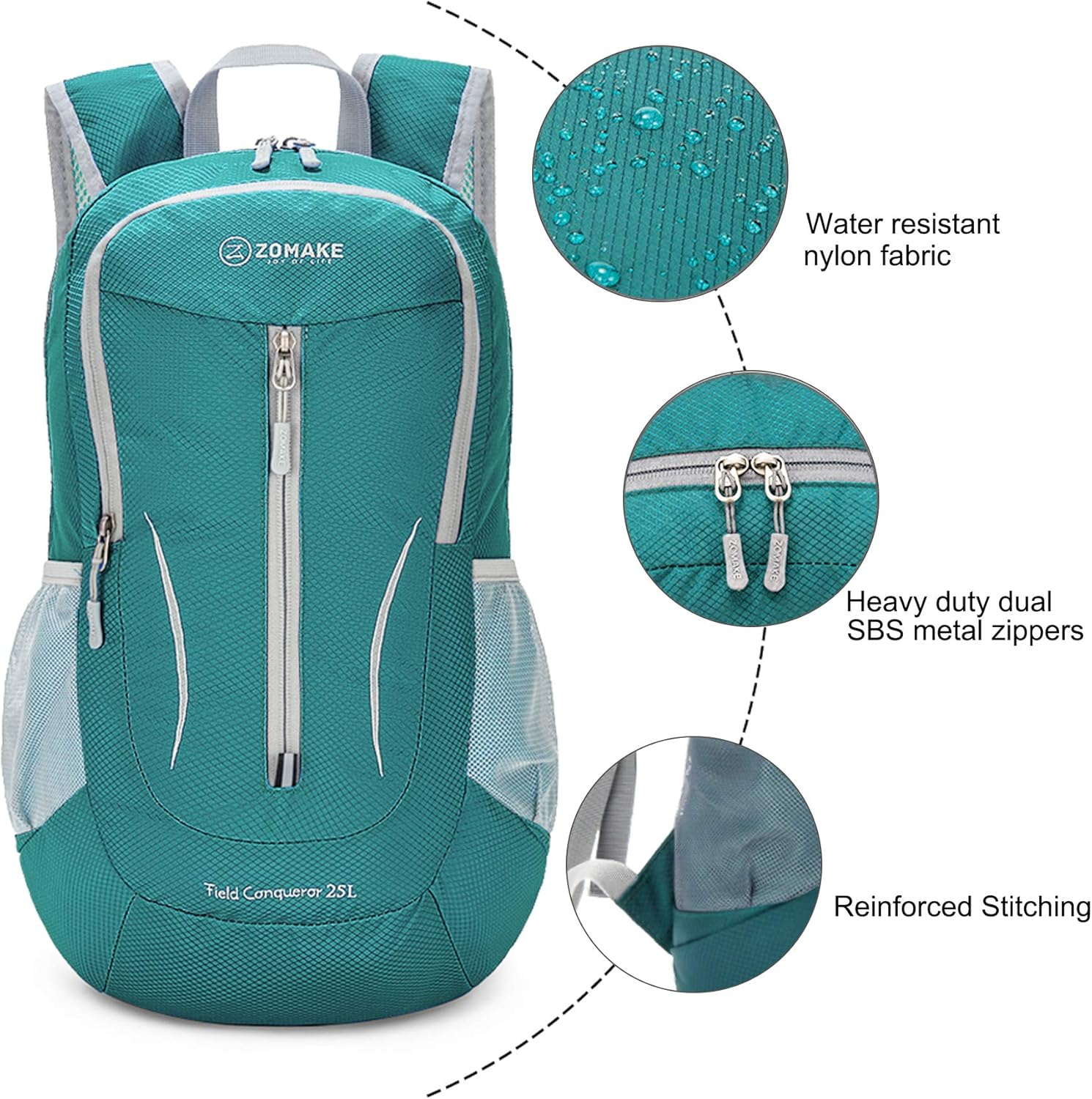 ZOMAKE Foldable Backpack - 25L Lightweight Folding Packs, Packable Hiking Daypack for Travel Outdoor Camping image number 6