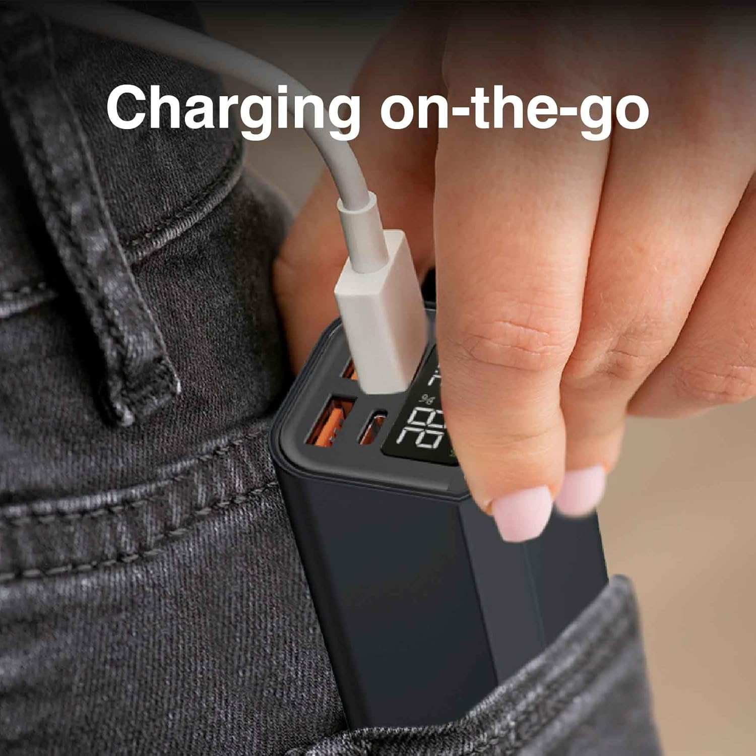 Laser 20000Mah Laptop Powerbank with 100W Power Delivery, 4 Ports (2 USB-A, 2 USB-C), Fast Charging, LED Display, Portable, Safe and Reliable Charging for Laptops, Smartphones, Tablets - Black image number 2