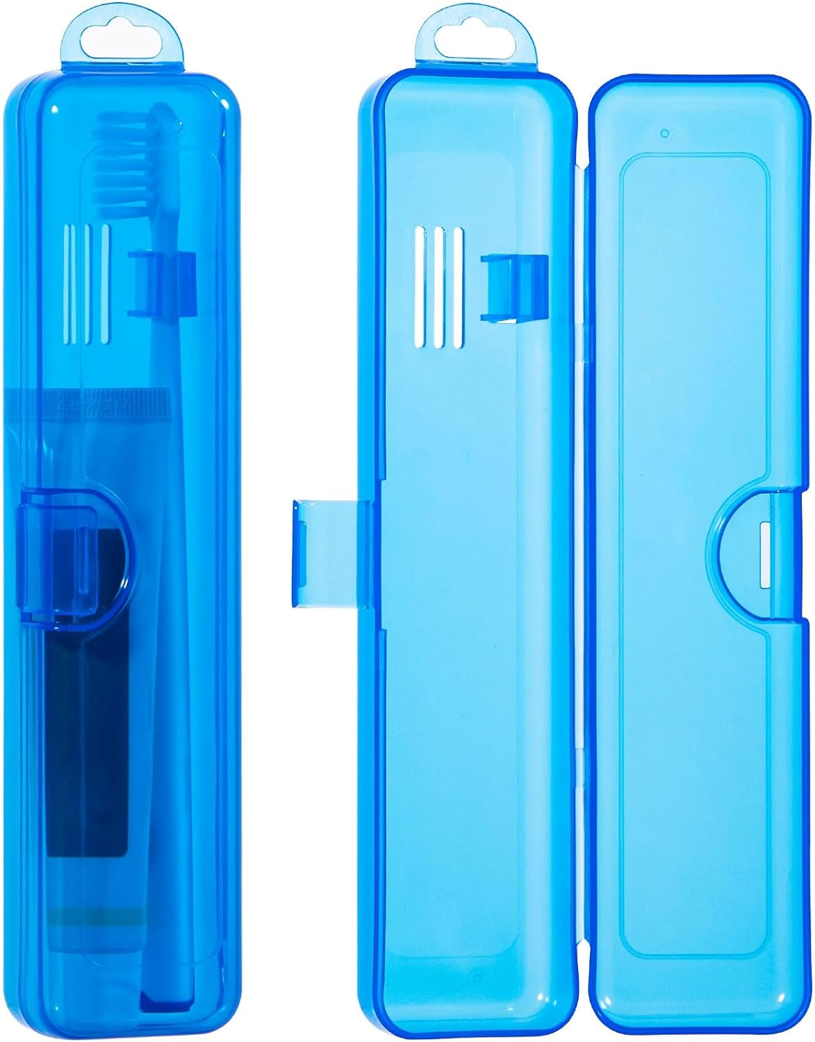 Yeeco Toothbrush Case 2 Packs, Transparent Black Toothbrush Travel Case, Plastic Toothbrush Holder Travel Size, 7.87 X 1.85 X 1.18 Inches Portable Toothbrush Case for Traveling