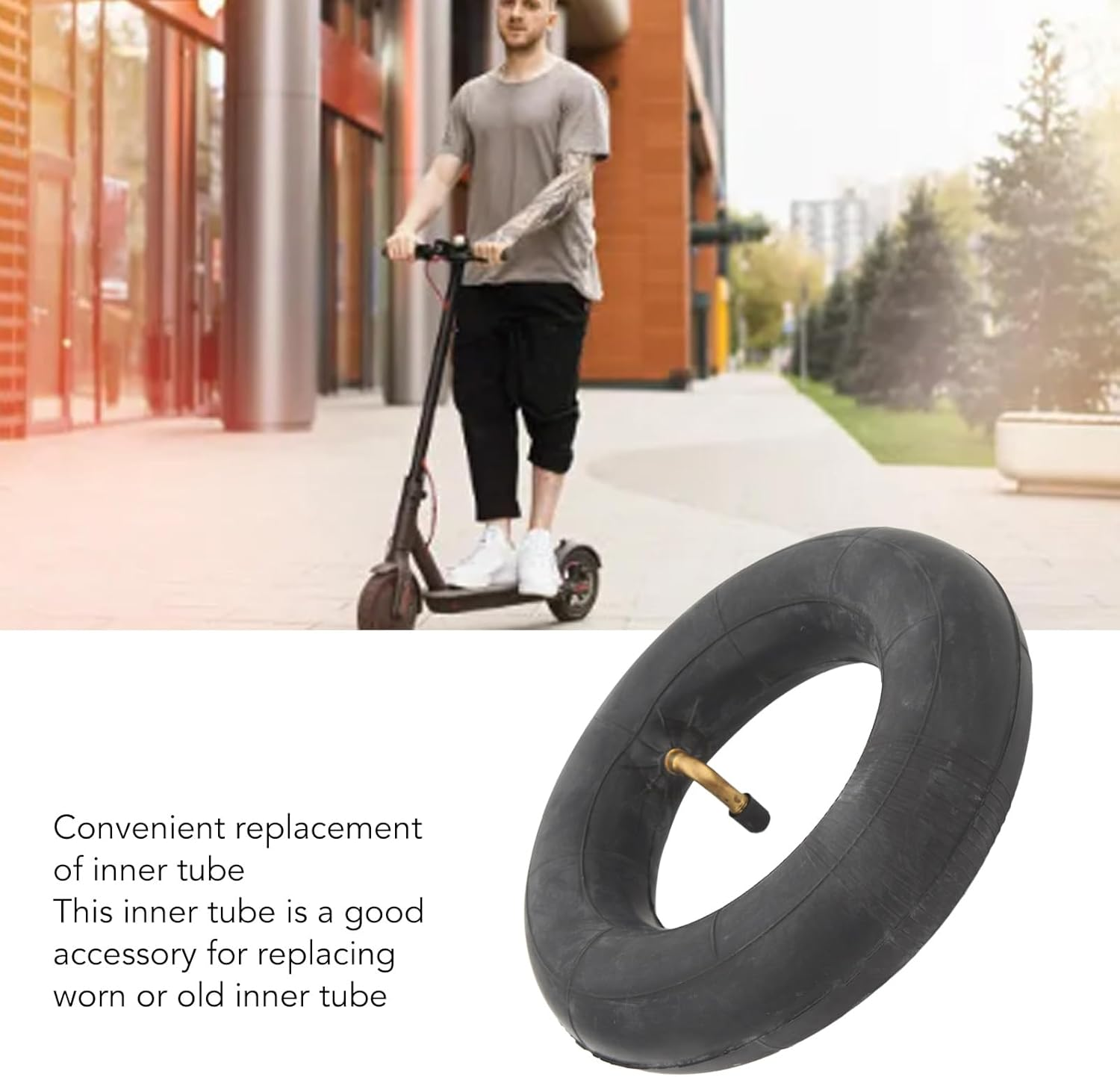 200X50 Inner Tubes, 8 Inch Electric Scooter Tire Tube with Bent Valve Stem, Wear Resistant Rubber Thickened Scooter Tube Replacement, Easy to Install, Firmly Connected (90 Degree image number 6