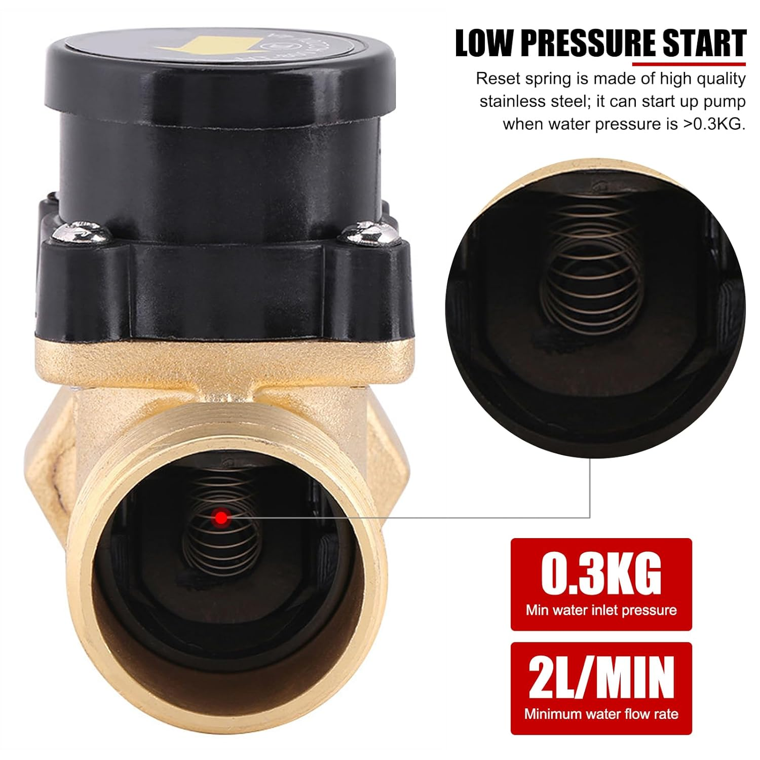 Water Flow Switch, Automatic Thread Water Pump Flow Sensor Control Switch 220V HT-800 G1 image number 1