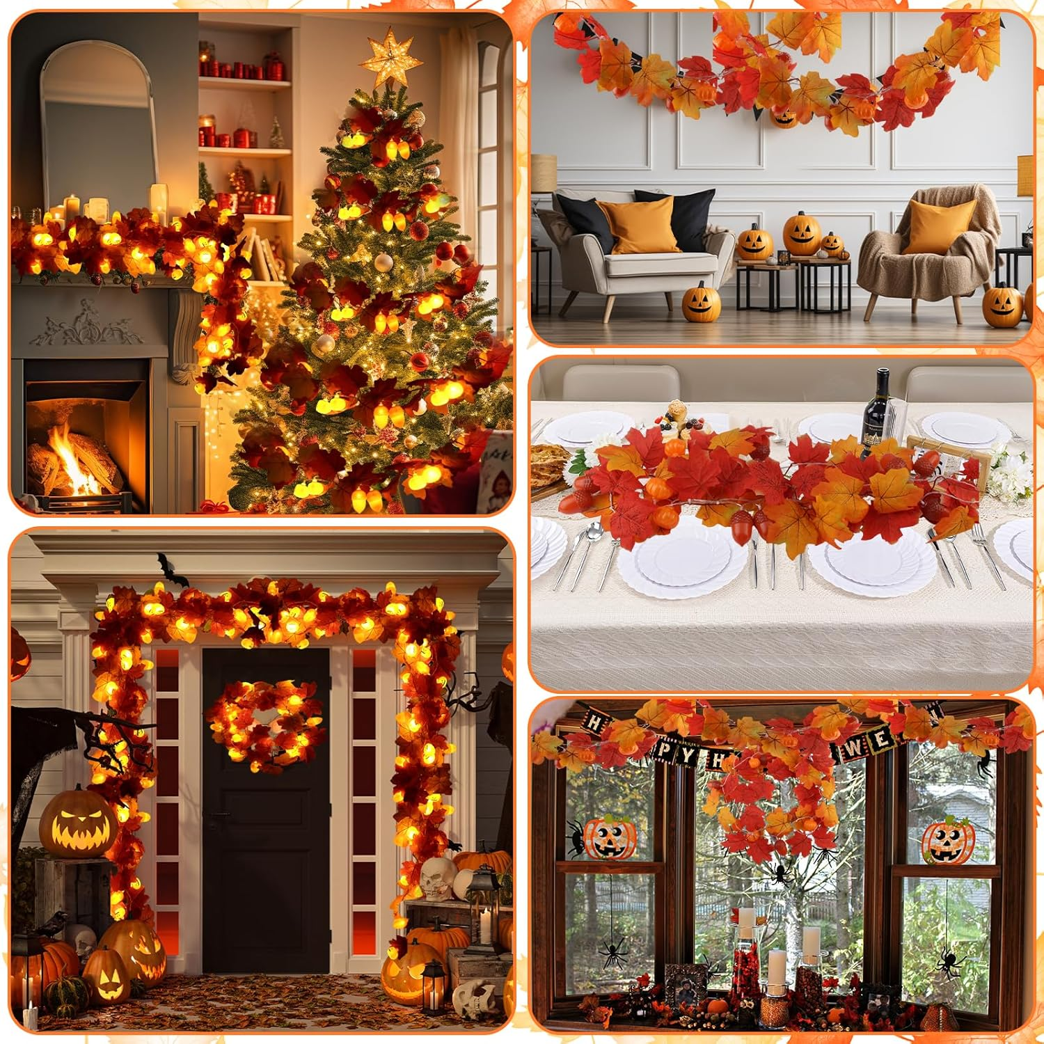 CYIOU Autumn Decoration Fairy Lights Halloween Decoration 3 M 20 LED Maple Leaf Acorns Pumpkin Fairy Lights Maple Leaves Garland Battery Operated for Halloween Autumn Thanksgiving Indoor Outdoor image number 6