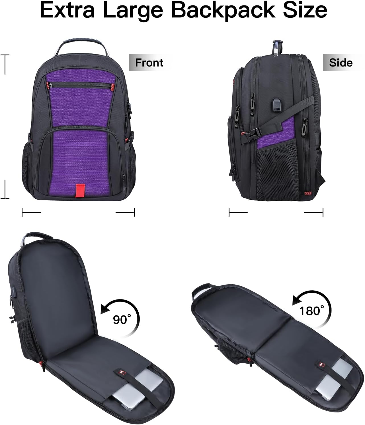 ANTERK Extra Large Backpack, Travel Back Pack, Laptop Backpack for Men Women, 50L Big Backpack, 17.3 Inch Computer Backpack image number 6