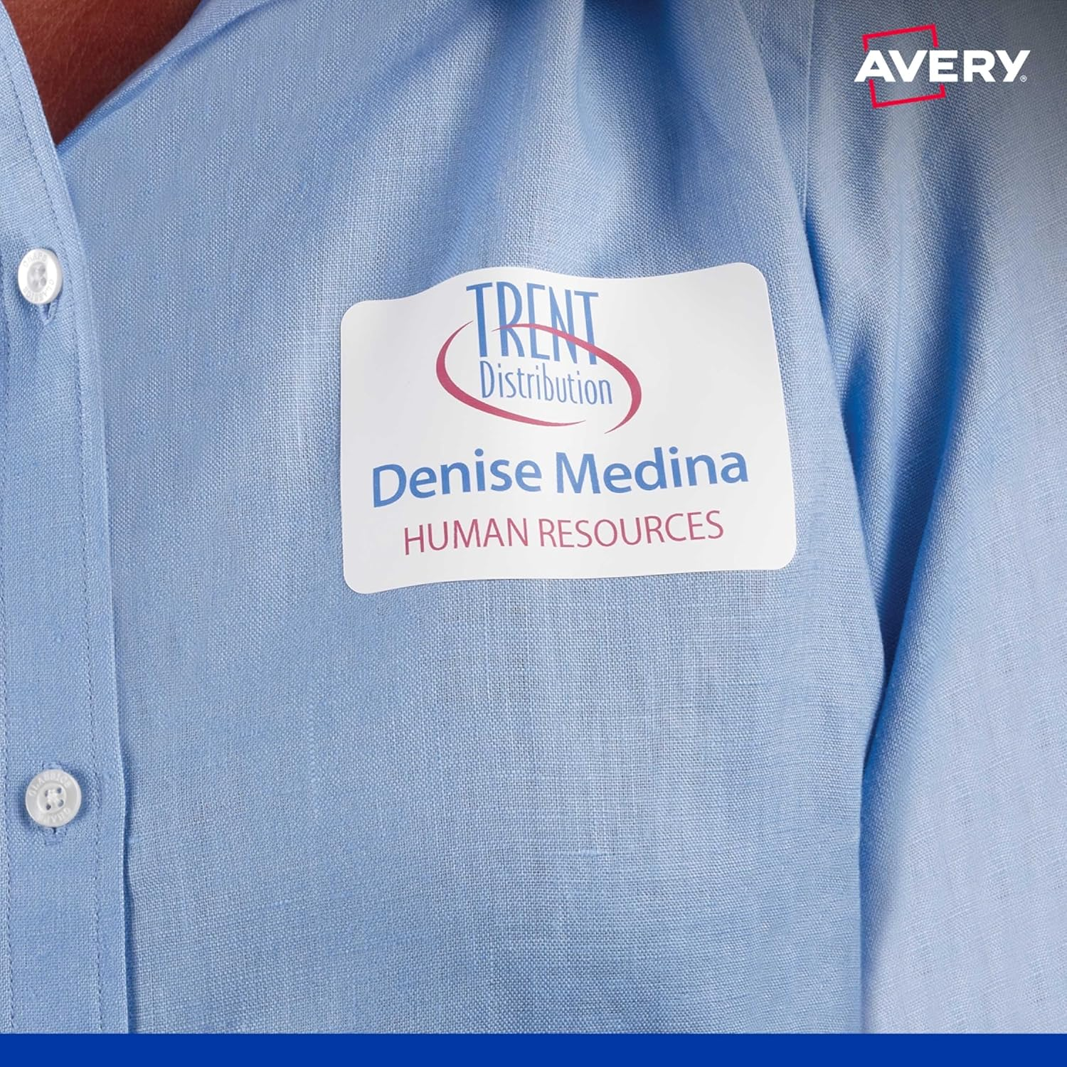 Avery Australia Printable Fabric Name Badge Labels - Personalised Name Tags - 405 Self Adhesive Naming Stickers for Laser Printers - White 235 GSM - 55.5 X 86.5 Mm, 15 X A4 Sheets - 959171 / L7418 image number 2