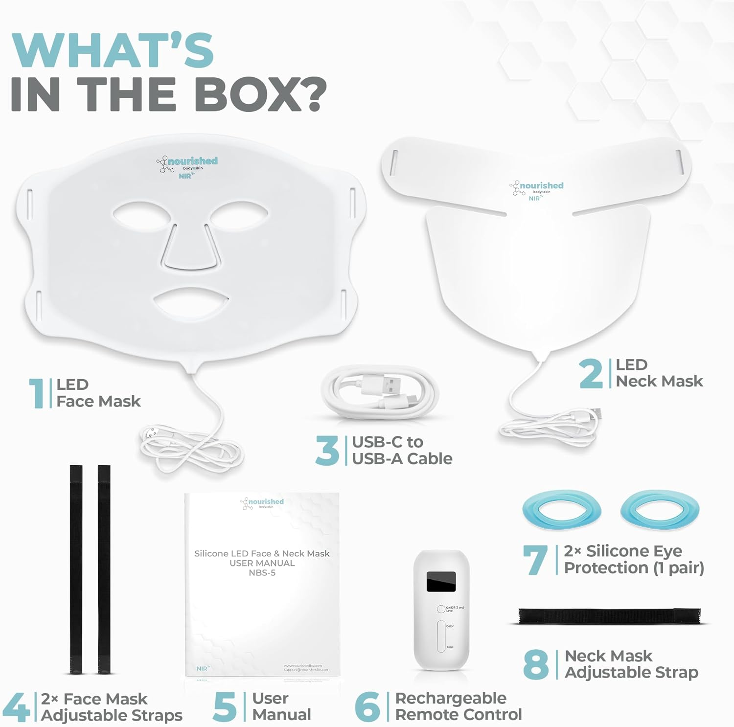 7 Colors LED Face and Neck Mask with Near-Infrared - Blue, Red Light Therapy for Face - 228 Leds - Skincare Tool for Anti-Aging image number 4