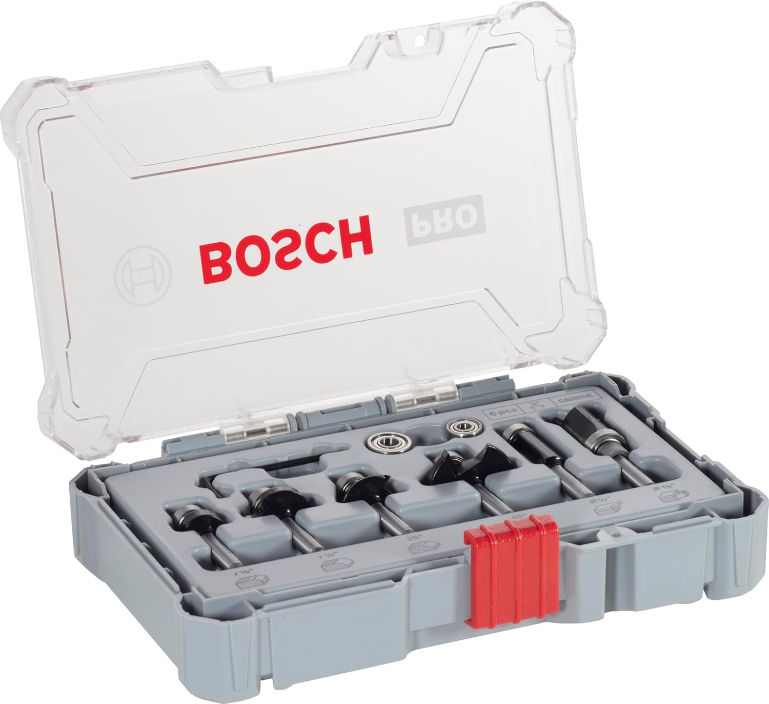 Bosch Professional 2607017470 6-Piece Edge Cutter Set (For Wood, for Router with 1/4" Shank), Colour, Zoll image number 3