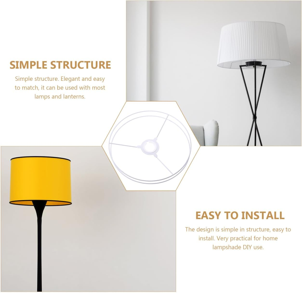 Ciieeo Wire Shade Rings round Lampshade Frame Metal Wire Drum Ring for DIY Table Floor Pendant Lamp Making 30Cm image number 1