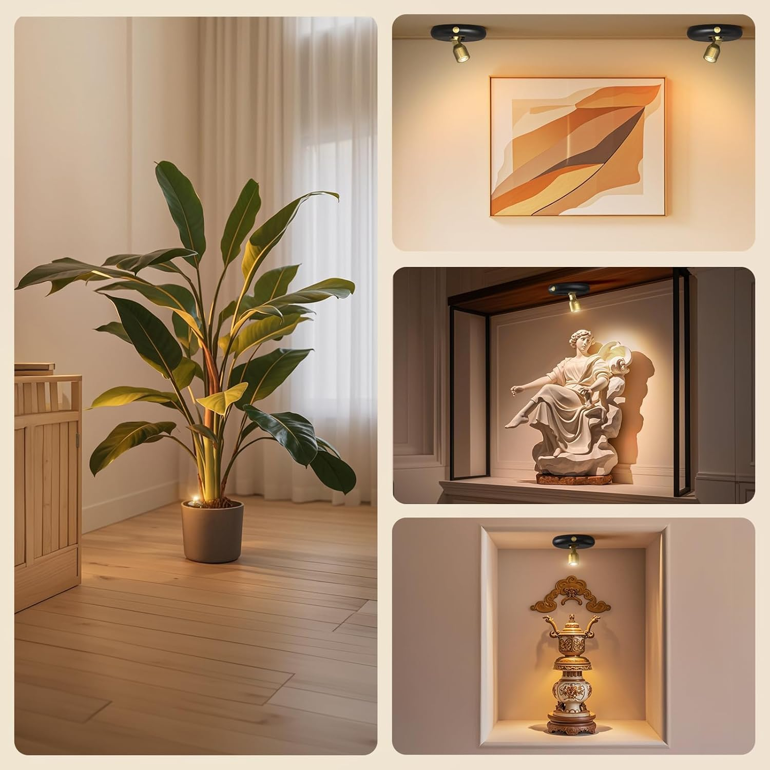 Rechargeable Picture Lights, Wireless LED Spotlight Indoor with Remote & Timer, Magnetic Dimmable Mini Wall Uplight for Indoor Plants, Artwork, Display Shelves & Closet image number 4