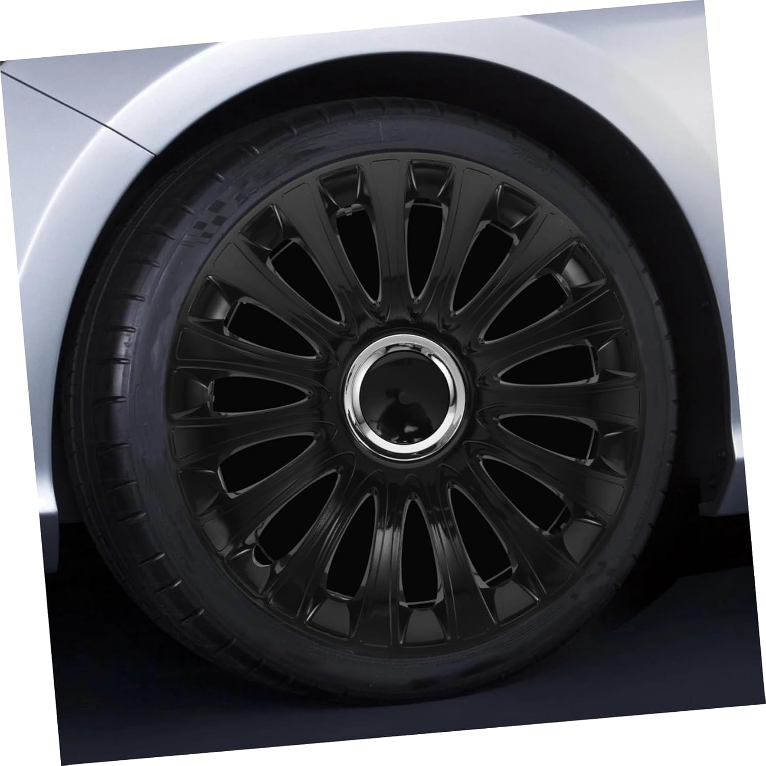 GETAJGHSD 14 Inch Universal Car Wheel Hub Caps Full Black Steel Rim Covers Truck Tire Decorative Hubcaps Replacement Accessories for Vehicles image number 6