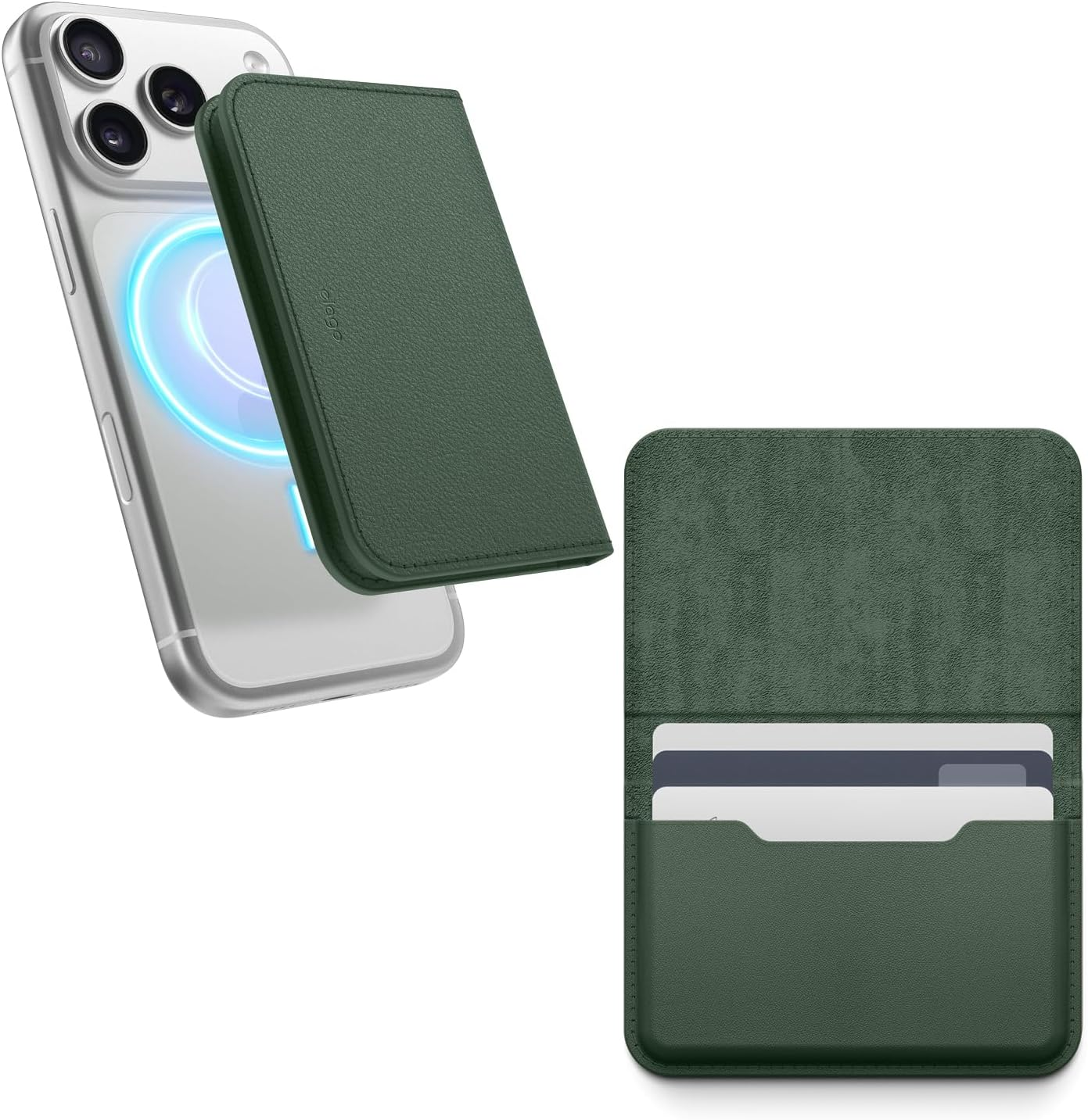 Elago Magnetic Vegan Leather Wallet Card Holder 4-Cards Compatible with Magsafe for Iphone 17/16/15/14/13/12 Series - Secure Phone Wallet, Scratch and Damage Protection (Black)