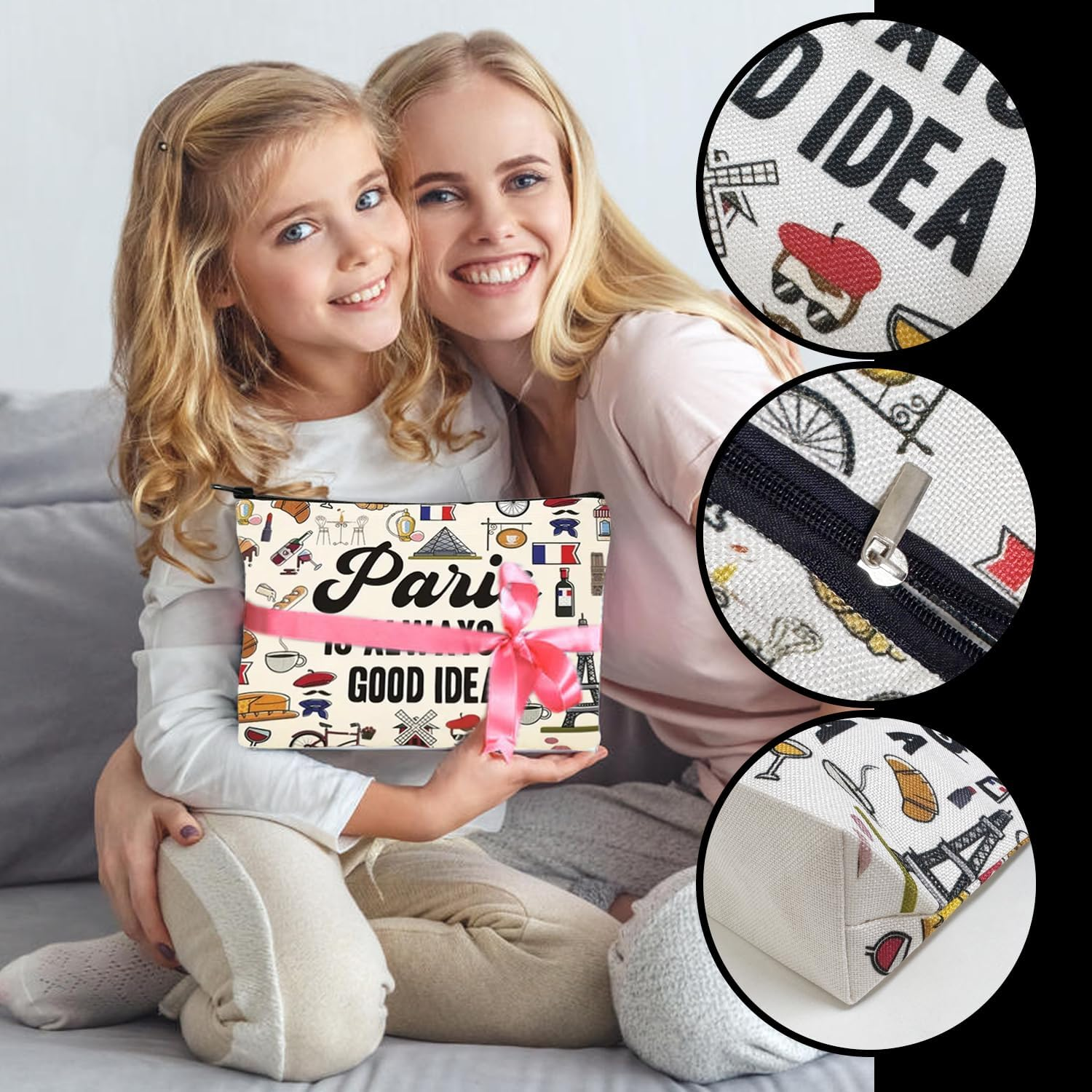 2 Pieces Cartoon Printed Storage Bag, Funny Makeup Bag, Driving Bag, Multifunctional Storage Bag image number 3