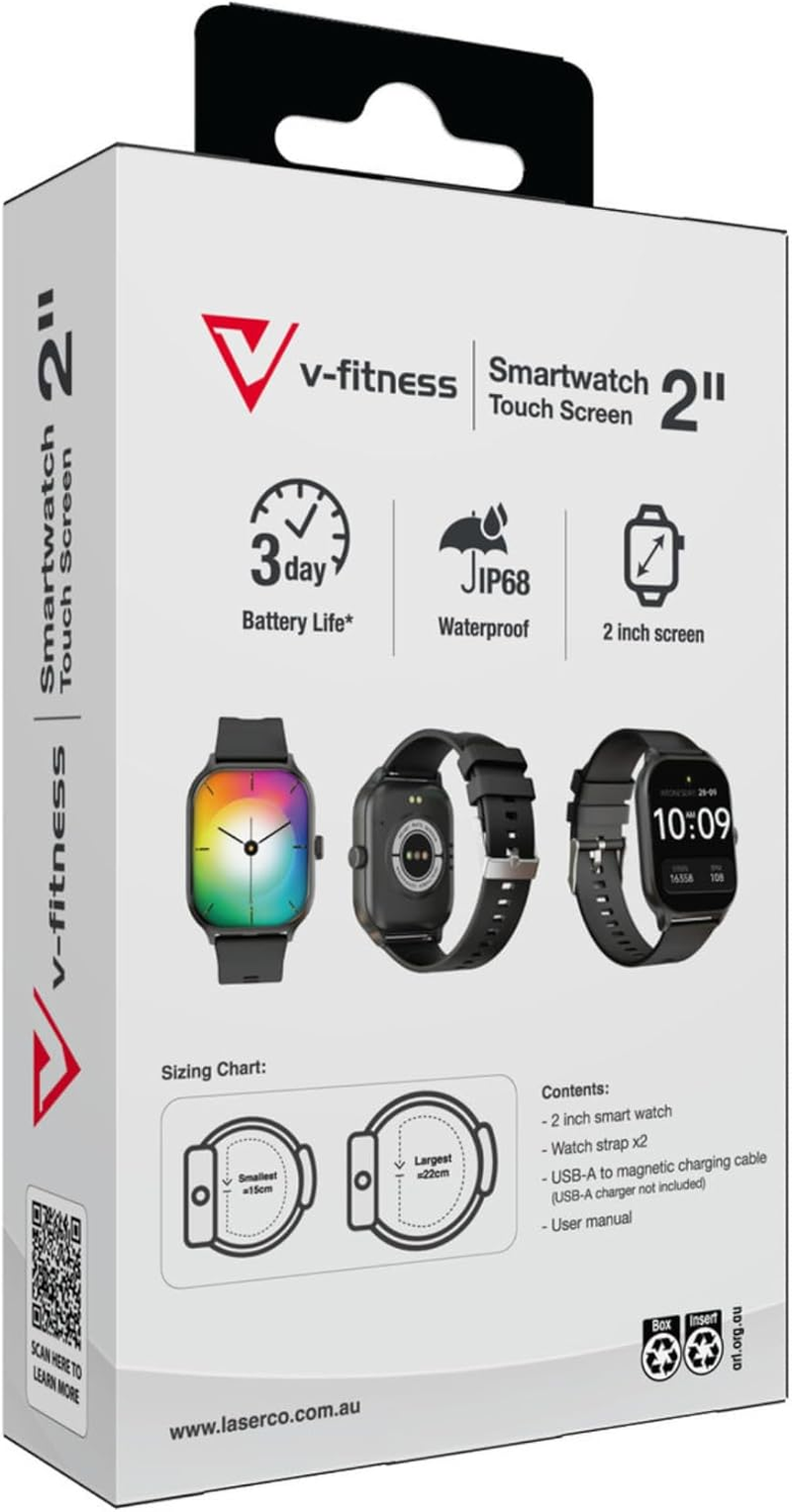 Laser Smartwatch 2" Black Touch Display, IP68 Waterproof, Bluetooth 5.3, Android/Ios Compatible with Built-In Activity Tracker, Heart Rate & Blood Pressure Monitor, Digital Clock, Find Phone and More image number 2
