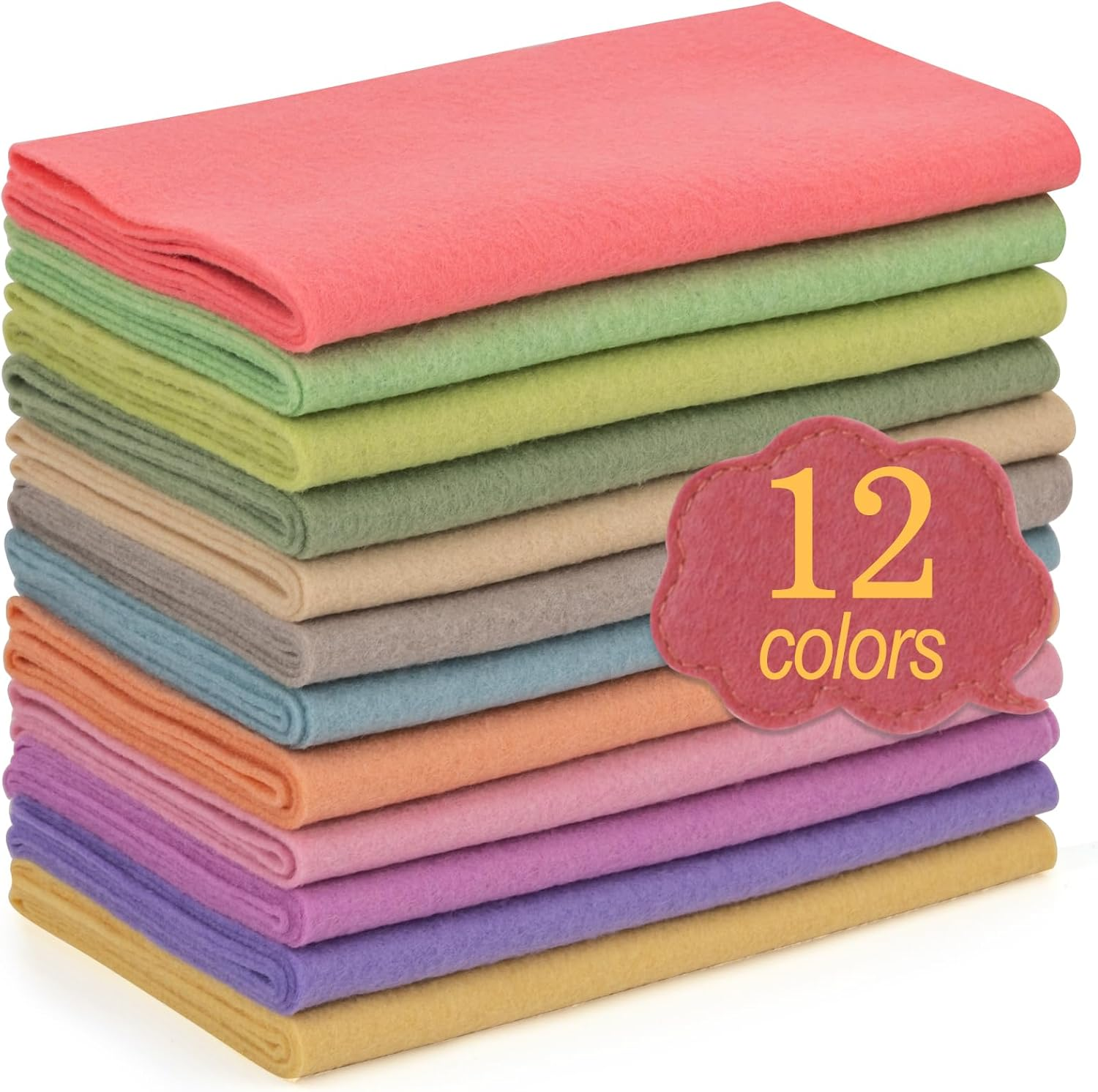 XSEINO 12 Rolls 8"X35" 1.4Mm Thick Soft Felt Fabric Sheet 12 Assorted Morandi Series Colors Felt Pack for DIY Craft Sewing Squares Nonwoven Patchwork image number 1