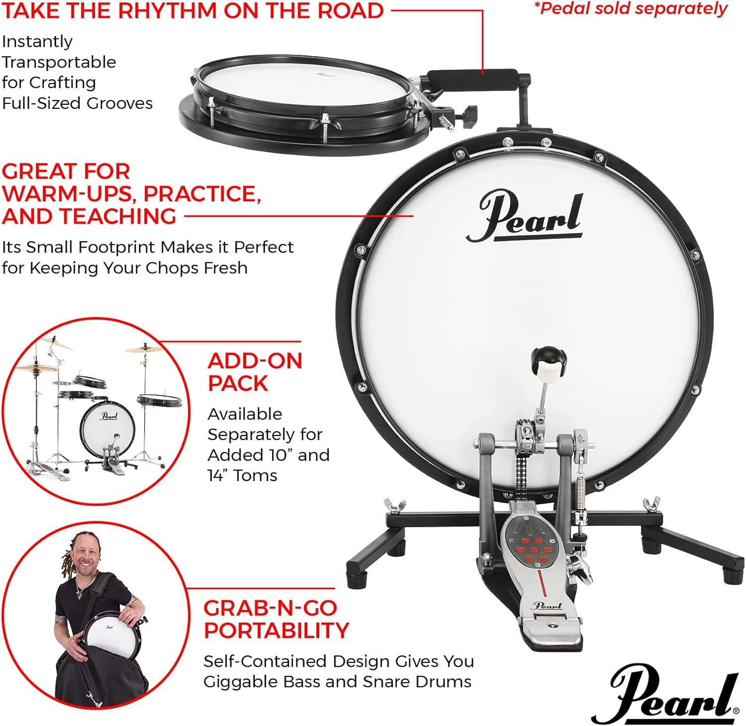 Pearl Compact Traveler 2-Piece Drum Set with Snare Drum (Pctk1810D1) image number 1