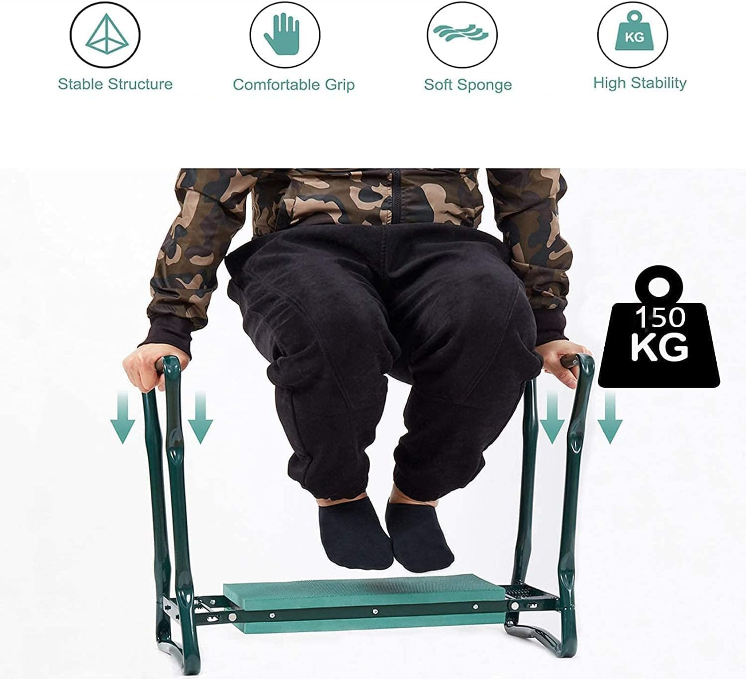 Garden Kneeler Seat with Handles and Tools Bag, Multi-Use Foldable EVA Foam Padded Knee Pad Portable Gardening Stool Lightweight image number 1