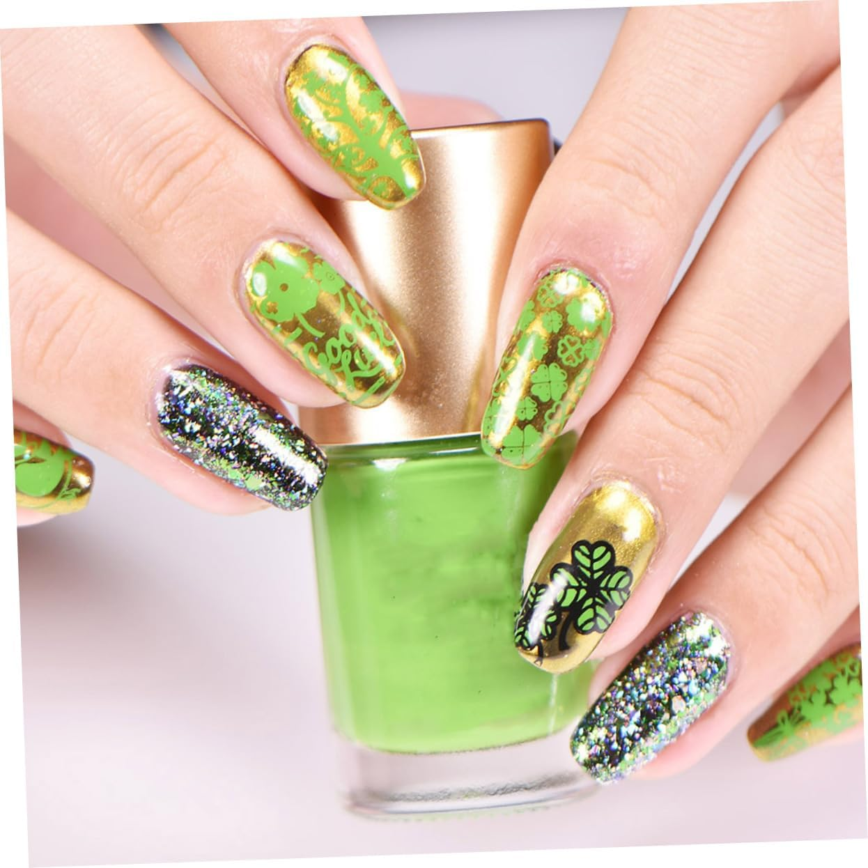 FOYTOKI Alloy Material Reusable Nail Art Stencils St Patrick'S Day Nail Stamping Plates image number 3