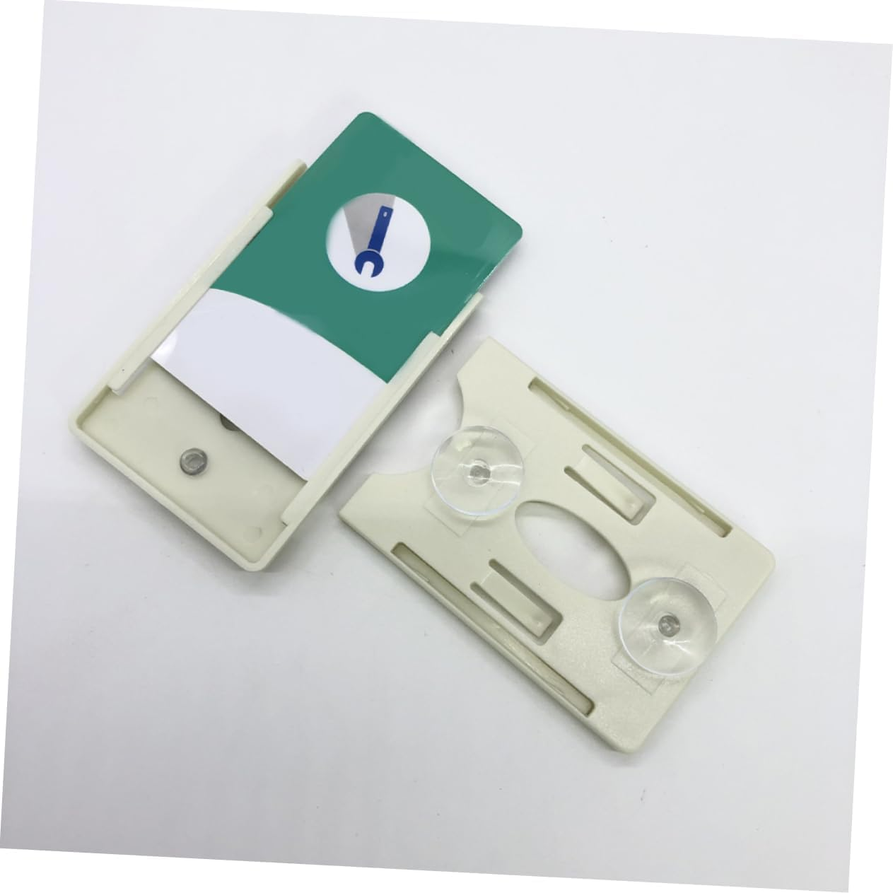 2PCS Suction Cup Card Holder Card Sleeves Card Holder Window Parking Permit Card Holder Card Organizer Engine Card Holder Beige Plastic image number 3