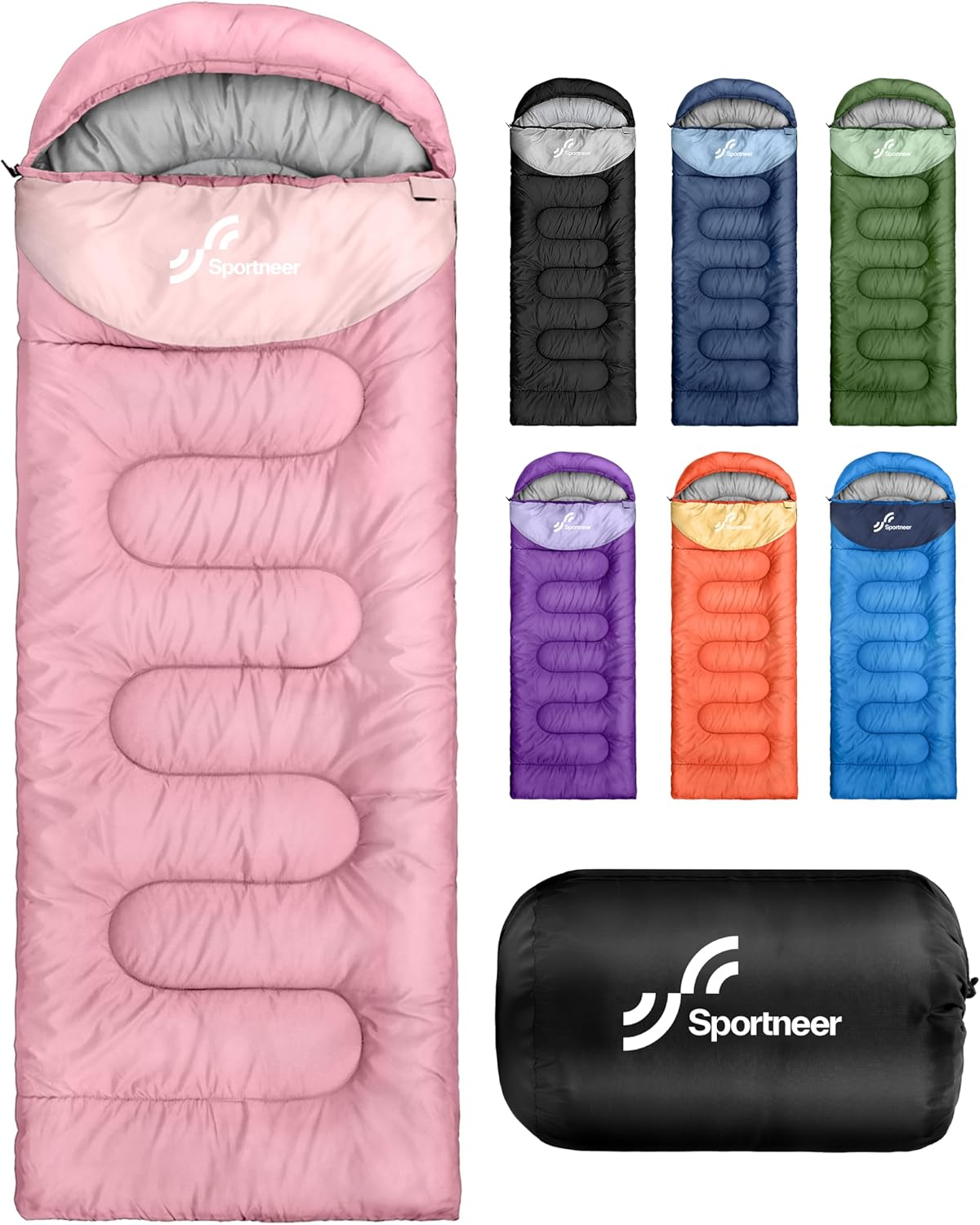 Sleeping Bag for Adults: Sportneer 3 Season Warm & Cold Weather Lightweight Sleeping Bags for Kids Adult Boys Girls Camping Hiking Outdoor Traveling