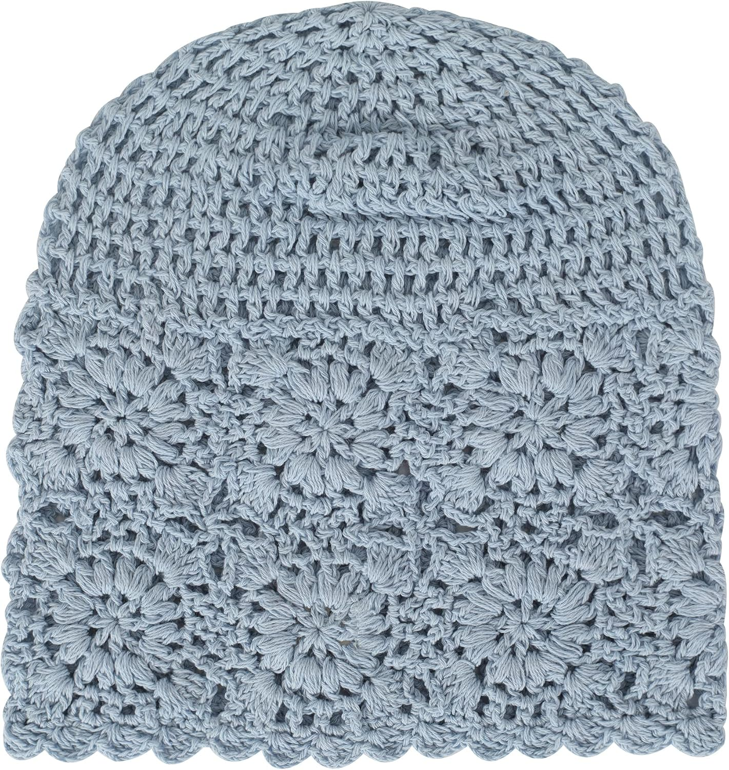 ZLYC Women Cotton Crochet Slouchy Beanie Hat Handmade Knit Cutout Summer Floral Skull Cap