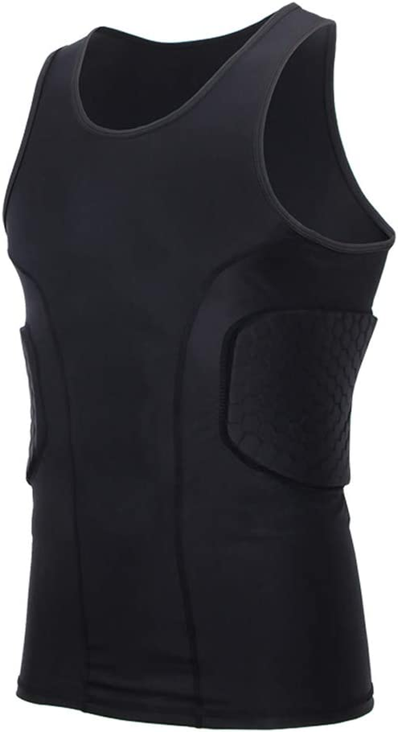 Minimal Men&rsquo;S Padded Compression Shirt Sports Protective Vest Rash Guard Soccer Basketball Training Tank Top
