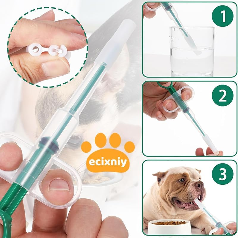 Ecixniy - Syringe-Style Cat Pill Shooter & Popper, Dual-Head Pet Medicine Feeder for Cats, Dogs, and Small Animals - Easy Pill Pockets for Cats & Liquid Medicine Dispenser (Green) image number 5