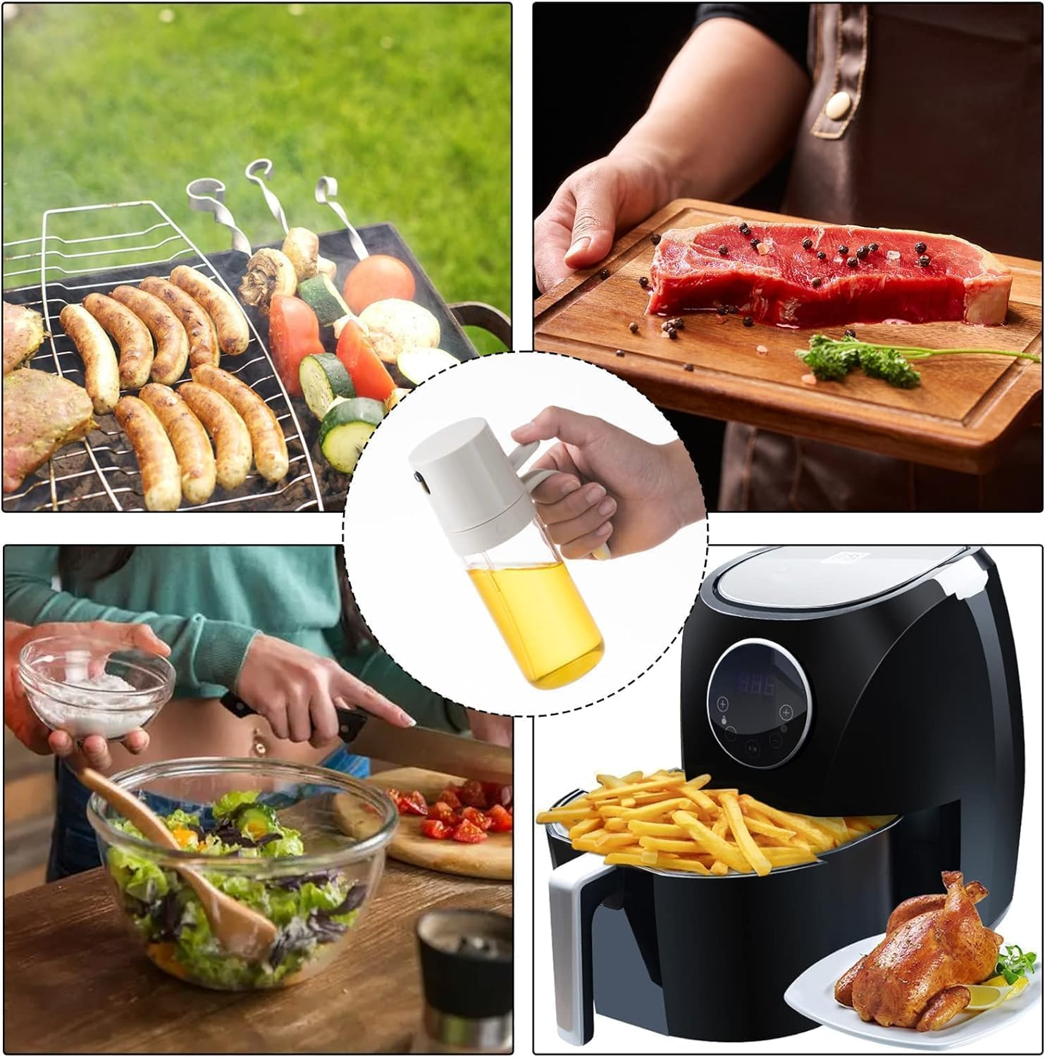 Generic Cooking Oil Dispenser Bottle, 2 In1 Cooking Oil Spray Bottle, Large Capacity Oil Dispenser and Spritzer, Easy to Handle Multifunctional Glass Oil Bottle for Cooking Salad Air Fryer BBQ Baking image number 2