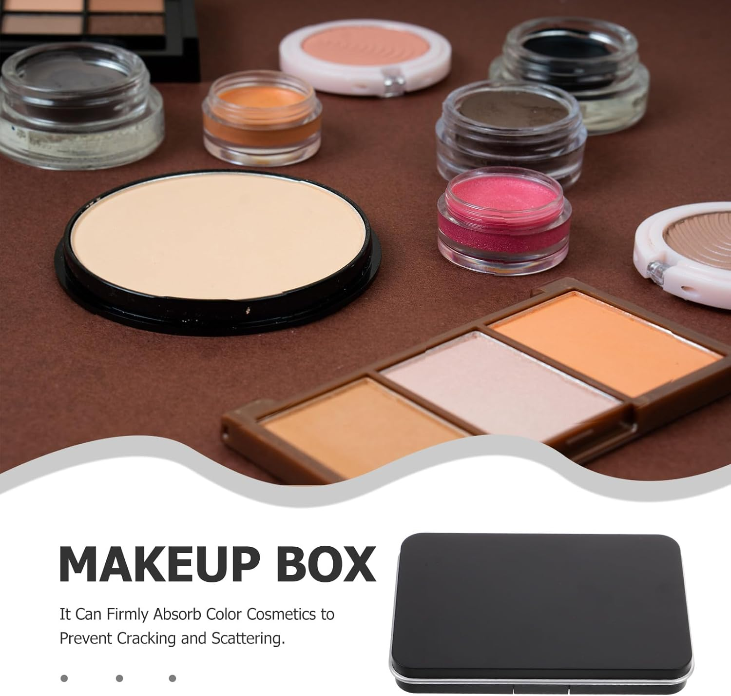 SEWACC Matte Black Magnetic Makeup Palette Case with 18-Grid Refillable Eyeshadow Pans DIY Eyeshadow Making Kit Magnetic Cosmetics Storage Box for Lipstick and Blush Organizer image number 2