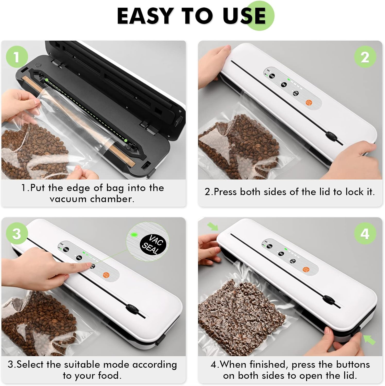 Toprime Vacuum Sealer Machine, 80Kpa Powerful Food Sealer Built-In Cutter with Sealing Bag and Hose, Vacuum Air Sealing System for Food Storage and Sous Vide image number 6