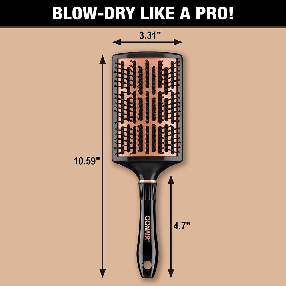 Conair Quick Blow-Dry Copper Collection, Curved Paddle Brush, Hair Brush, 1 Count