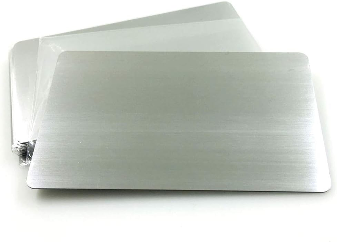 304 Stainless Steel Thick 0.5Mm Metal Business Cards Blank Tablet 86X54Mm Pack of 10PCS (Silver Brushed Finishing, Blank) image number 3