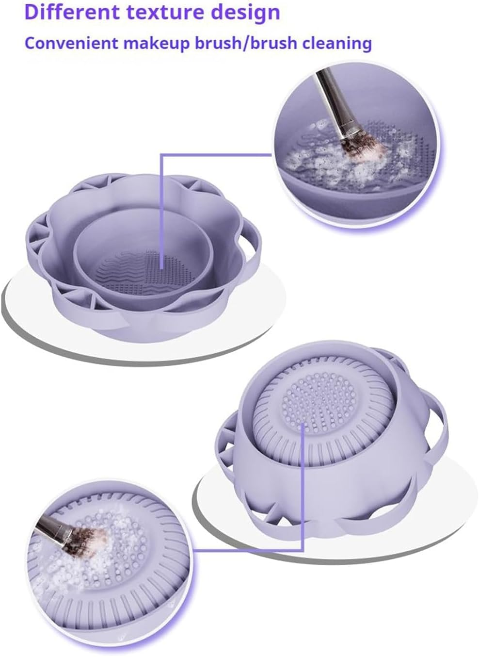 Dannisly Makeup Brush Cleaner Bowl - Cosmetic Brush Cleaner | Foldable Makeup Brushes Cleaner Mat | Make up Brush Washing Bowl, Scrubber Tools with Drying Washer for Women Home Travel Storage Salon image number 1