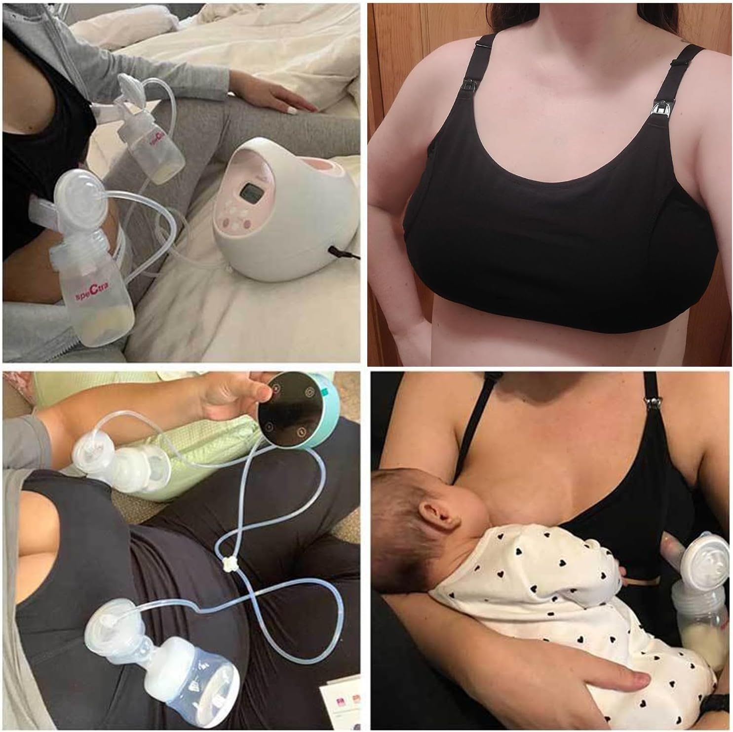 Hands Free Pumping Bra, Nursing Bras for Breastfeeding, Adjustable Breast-Pumps Holding and Nursing Pregnancy Bra in One for Women
