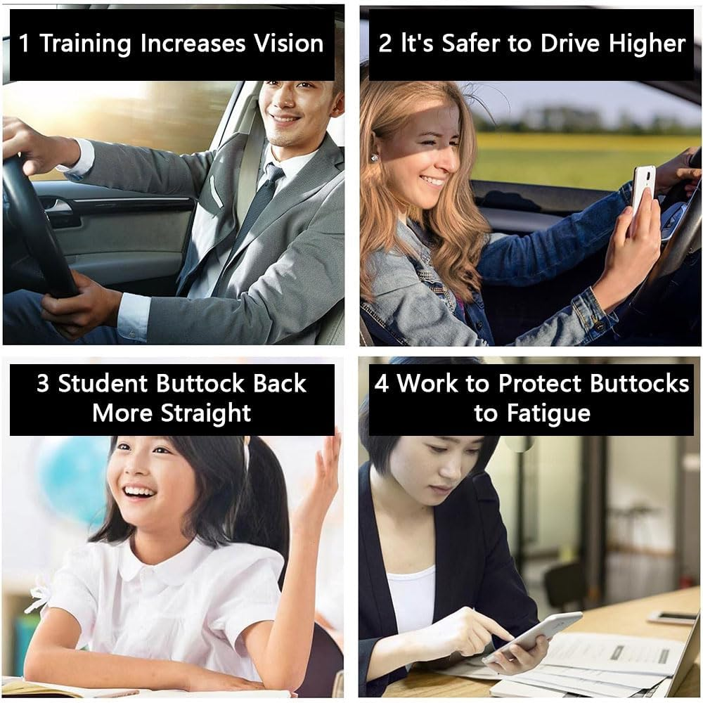 Car Booster Seat Cushion &ndash; Heightening Seat Pad for Car, Office, or Wheelchair &ndash; Posture Support, Portable Height Boost for Short Drivers, Vision & Fatigue Relief (Black) image number 5