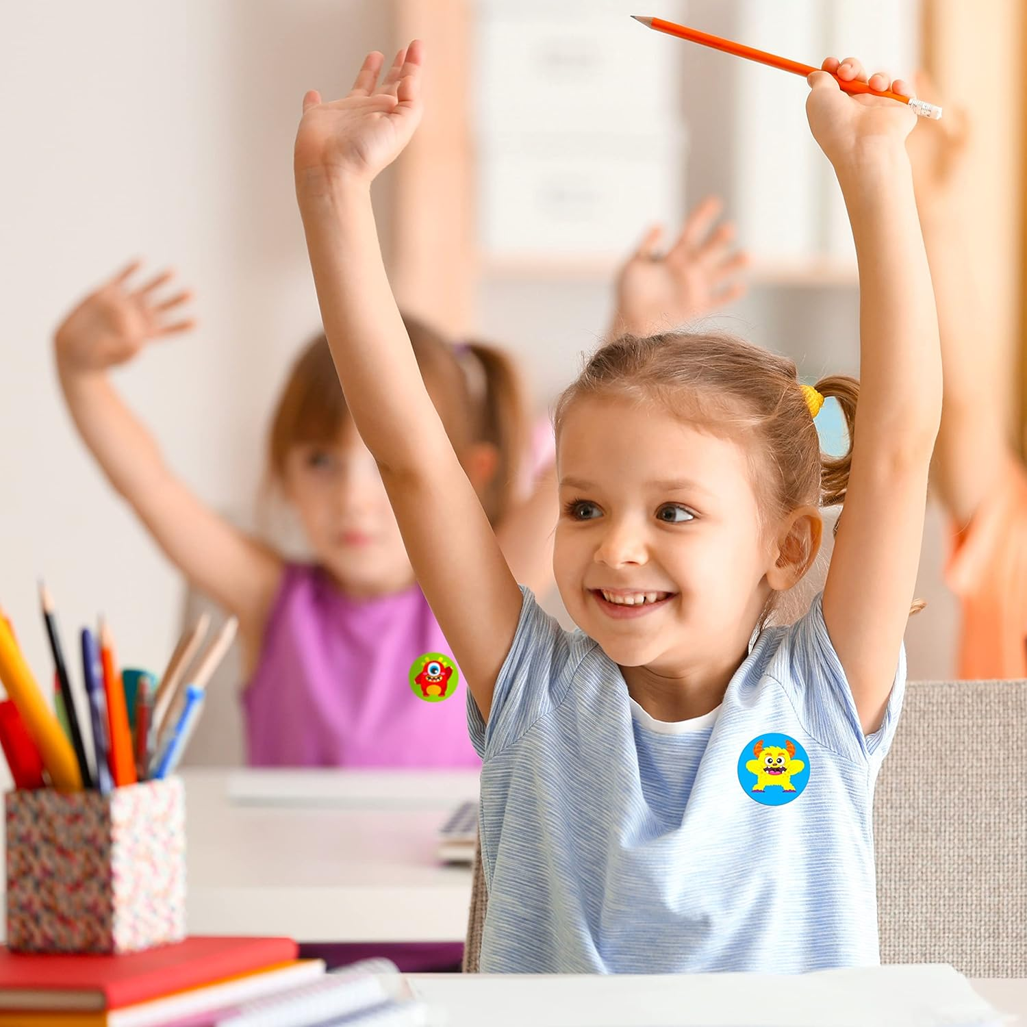 600 PCS Cartoon Monster Stickers for Kids, Party Decoration Teacher Reward Encouragement Motivational Decals 16 Designs Value Pack (1.5" in Diameter) image number 6