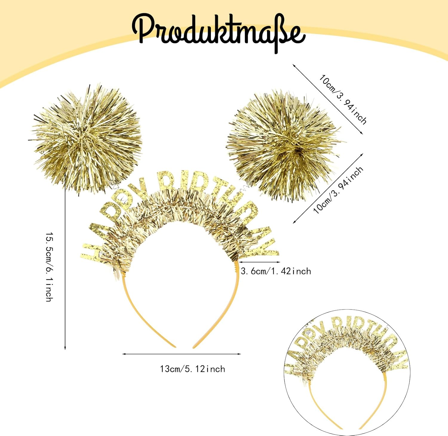 Exipsat Golden Birthday Crown Happy Birthday Headband, Colourful Beads & Stones Decorated Headband for Birthday Girls, Women'S Party Headpiece image number 4