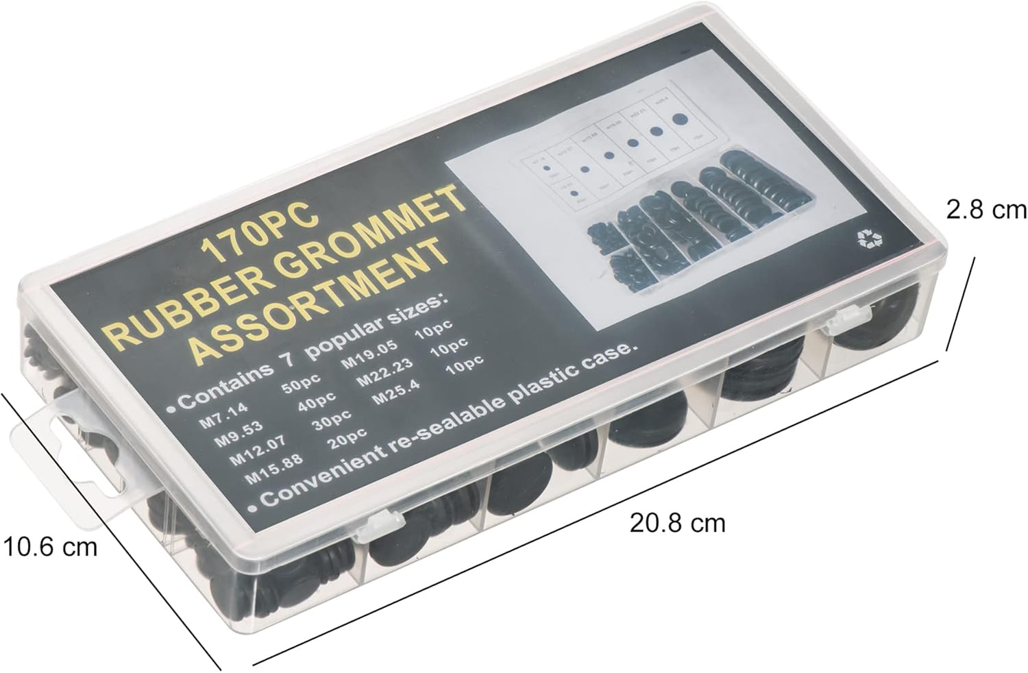 EFGTEK 170 Pieces Closed Rubber Grommet Assortment,7 Sizes for Firewall Solid Closed Hole Plug and Wire Electrical Appliance Plumbing